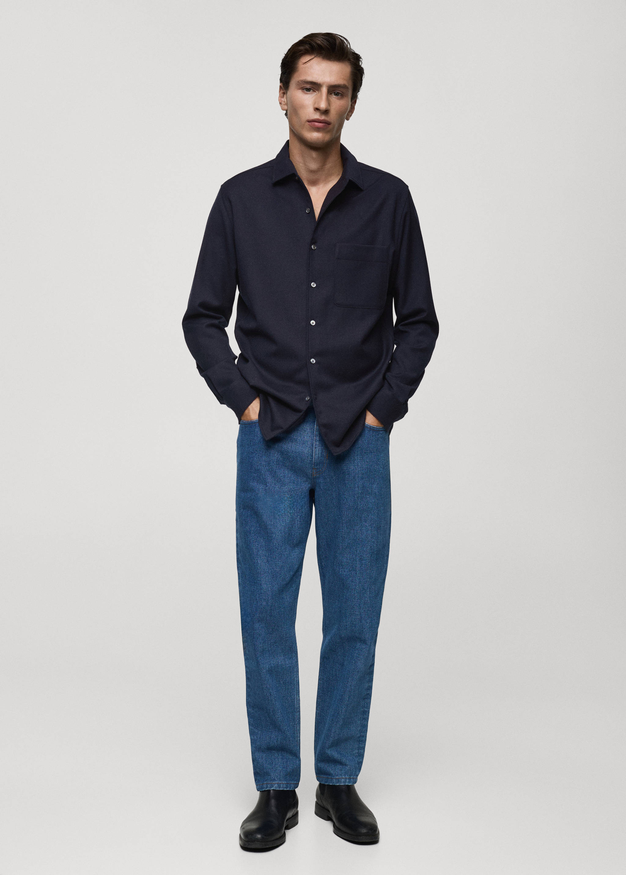 100% wool shirt with pocket - General plane