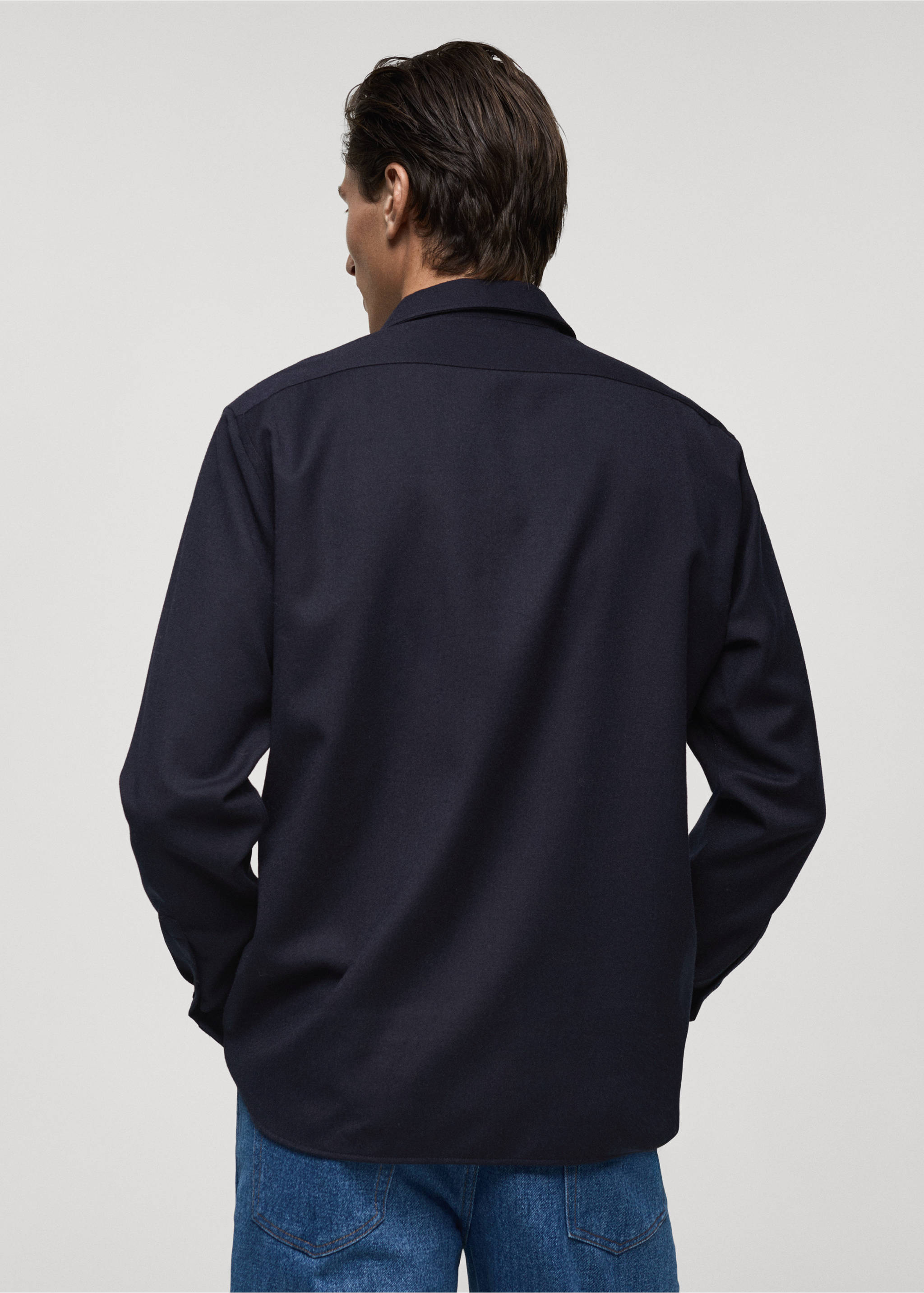 100% wool shirt with pocket - Reverse of the article, Dark Navy. Ref: 77068633-00.