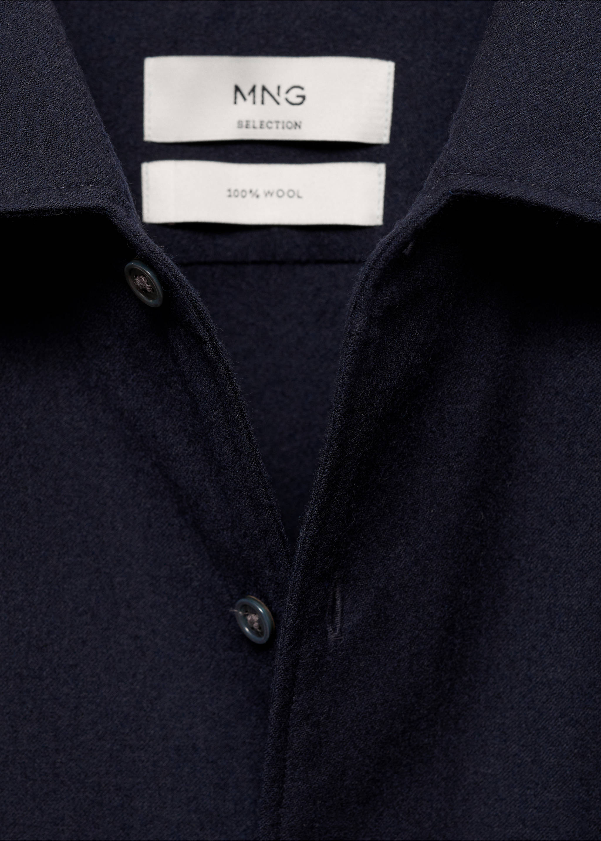 100% wool shirt with pocket - Details of the article 8, Dark Navy. Ref: 77068633-00.
