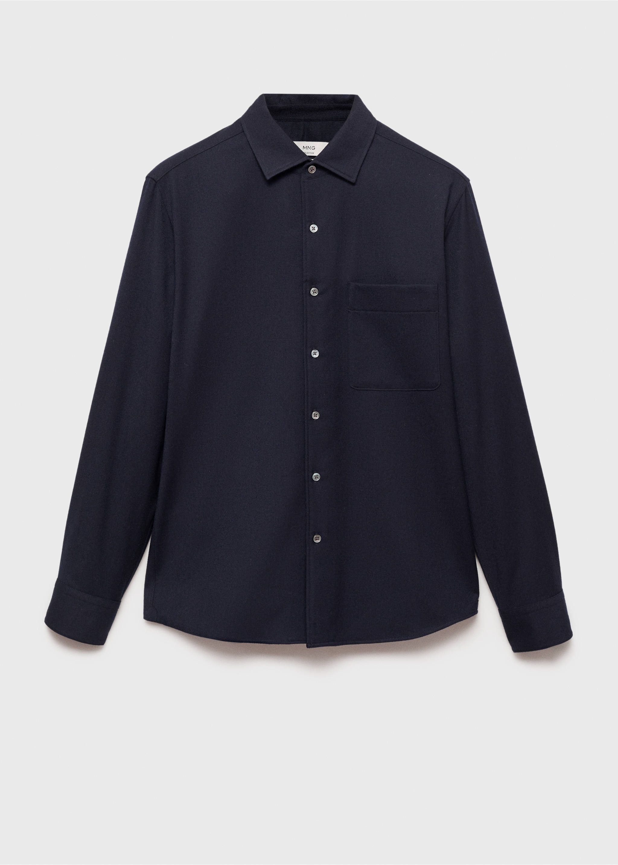 100% wool shirt with pocket - Article without model, Dark Navy. Ref: 77068633-00.