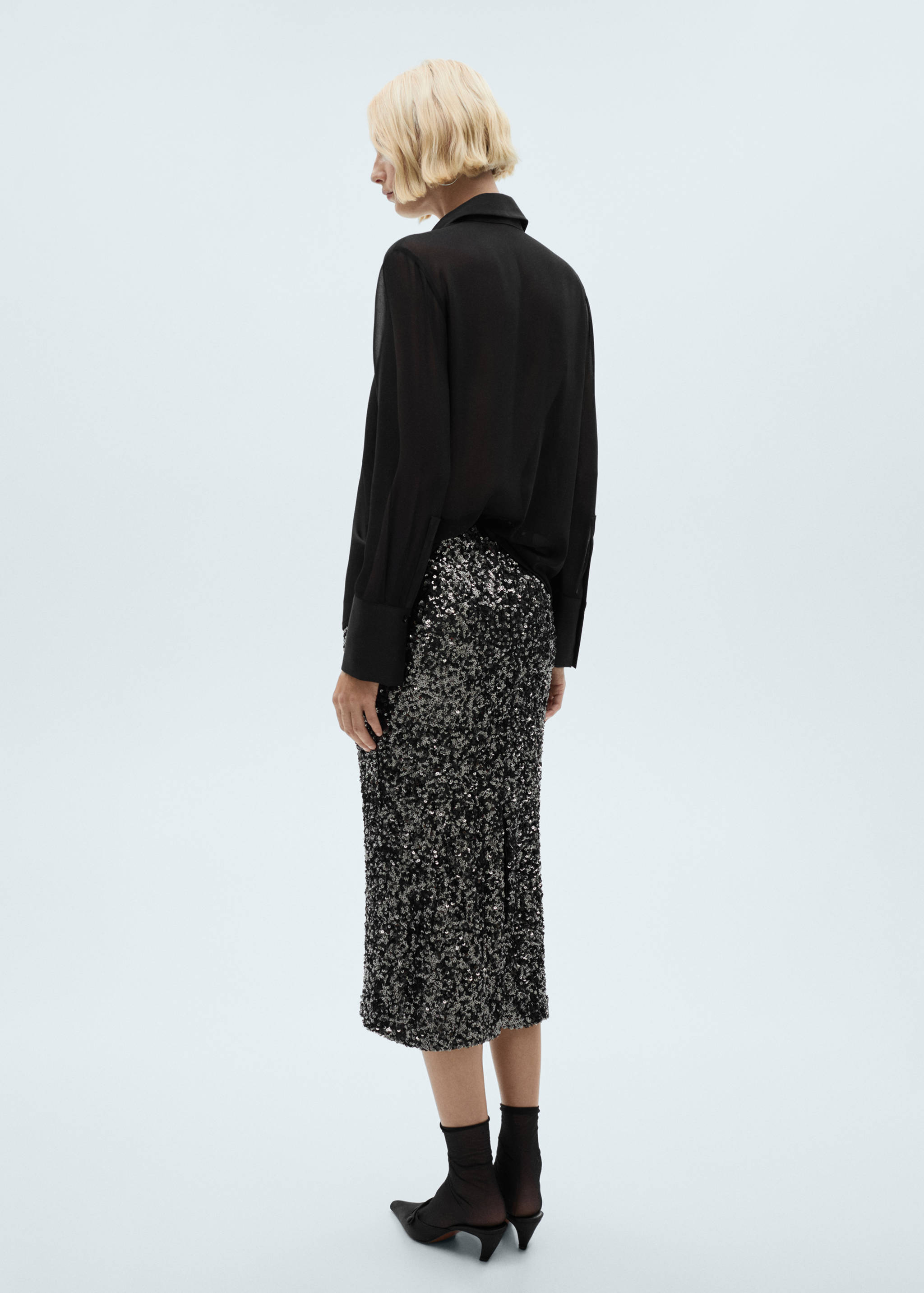 Koszula z szyfonu z satynowymi wstawkami - Tylna strona artykułu