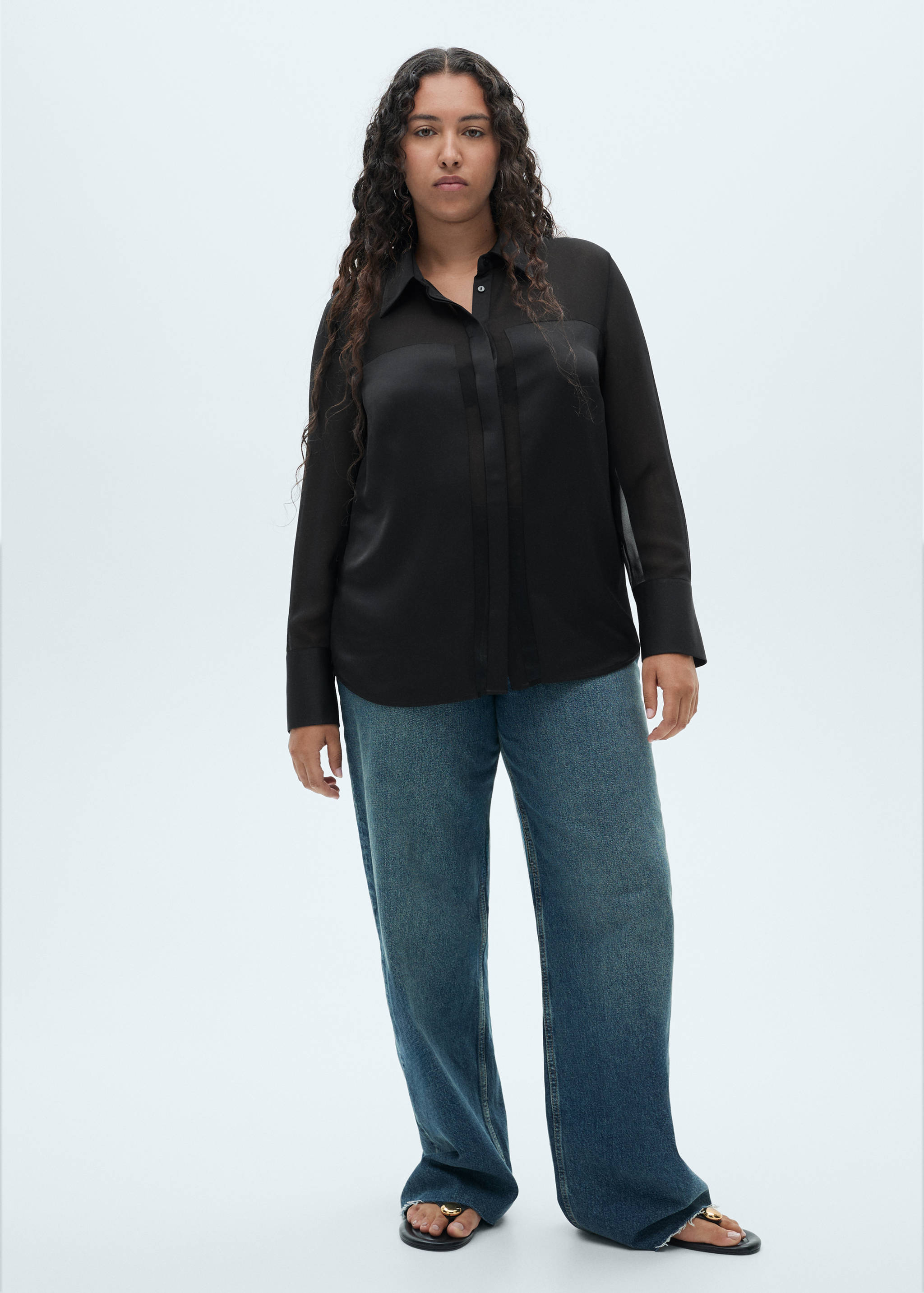 Koszula z szyfonu z satynowymi wstawkami - Szczegóły artykułu 3