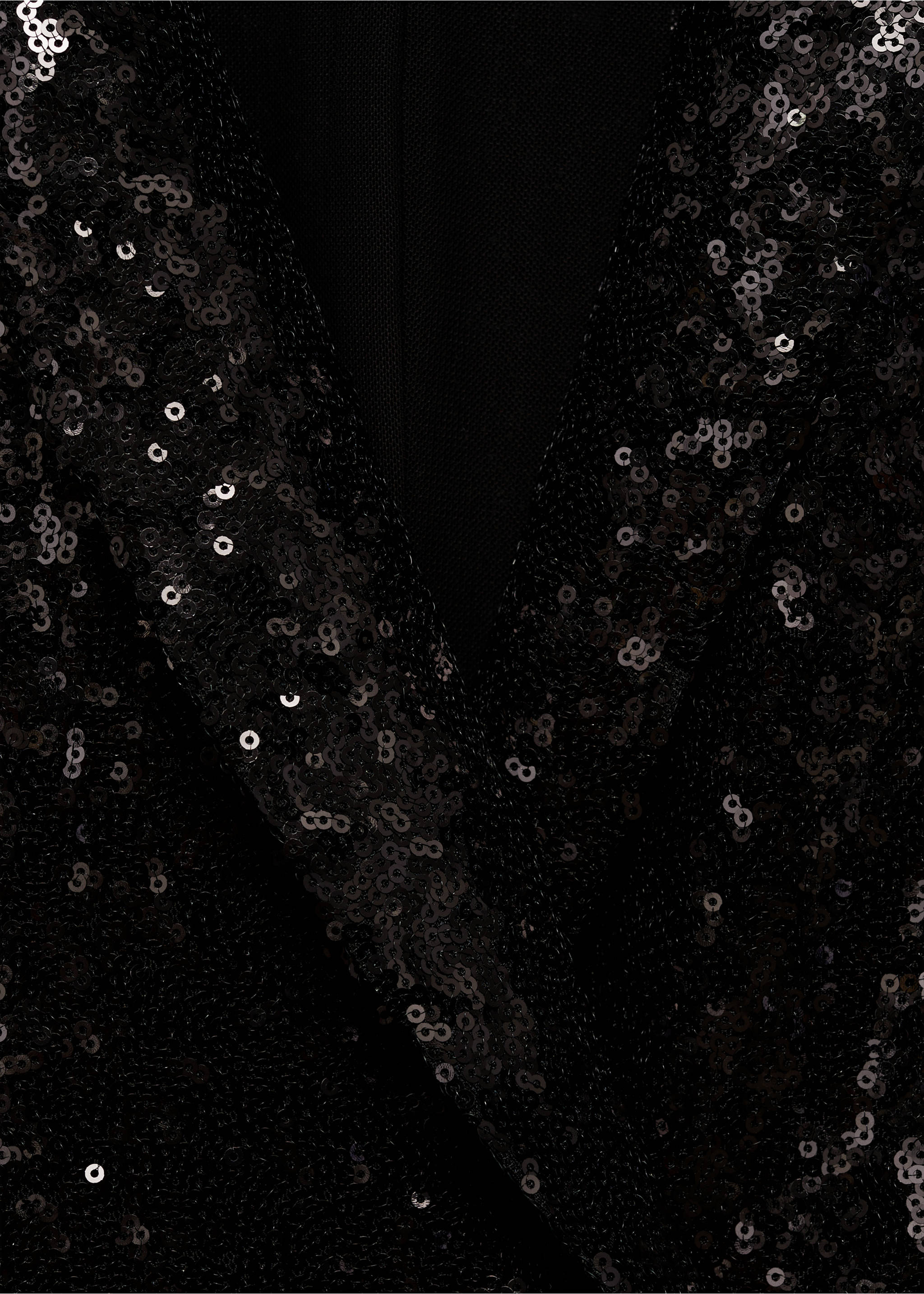 Paillettenverzierter Jumpsuit mit Reverskragen - Detail des Artikels 8, Schwarz. Ref: 77069058-00.