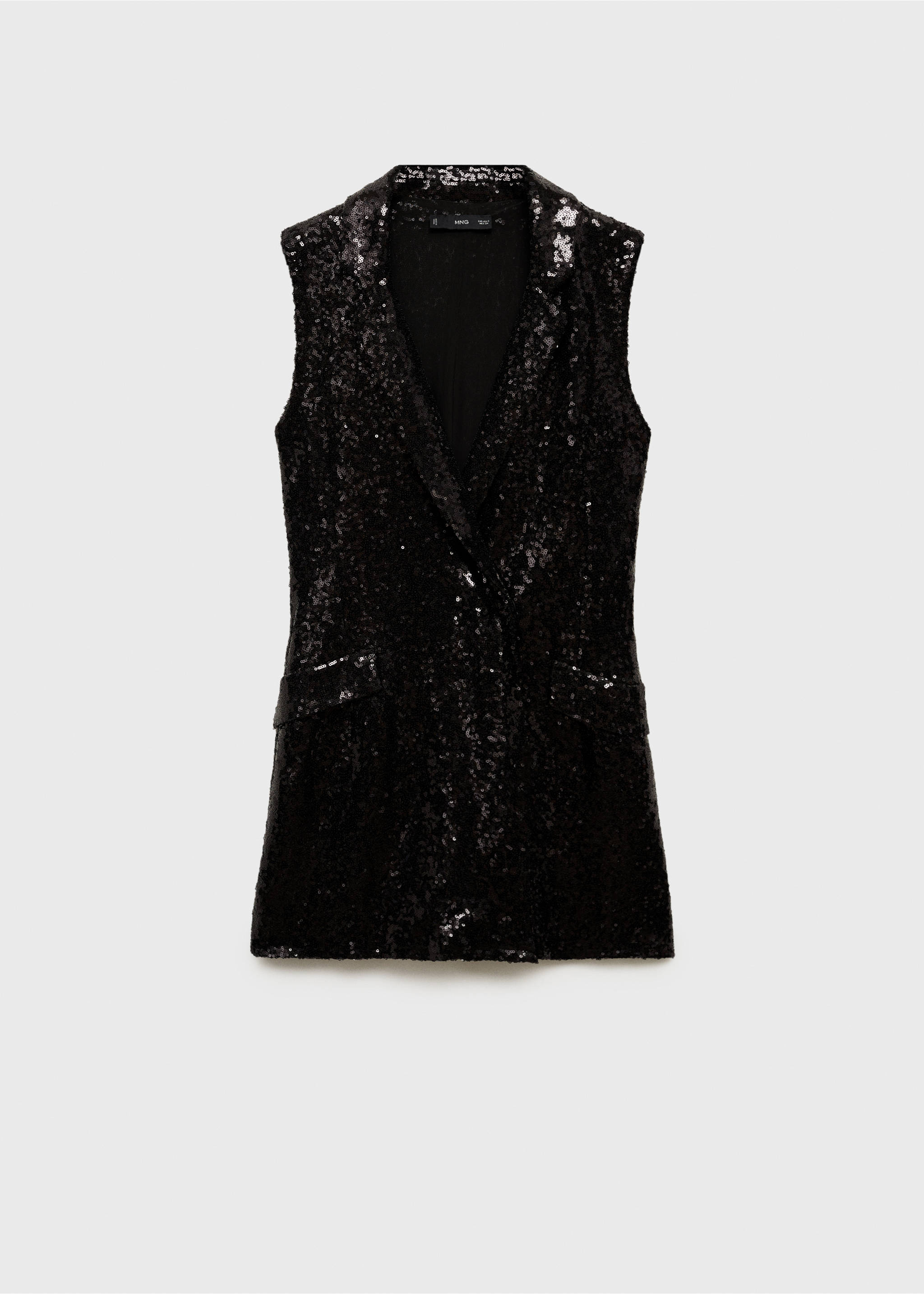 Sequin jumpsuit with lapels - Article without model, Black. Ref: 77069058-00.