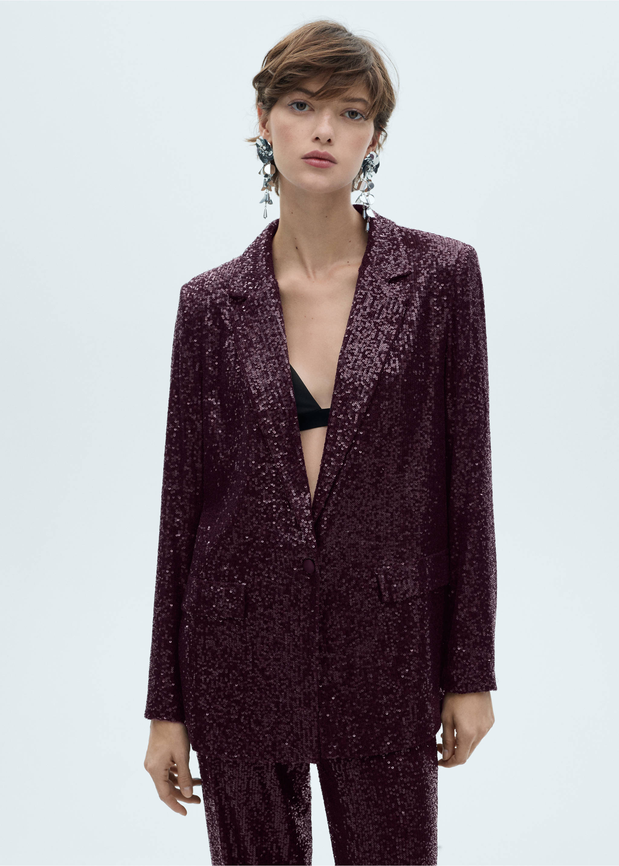 Sequin suit jacket - Medium plane, Wine. Ref: 77069061-00.