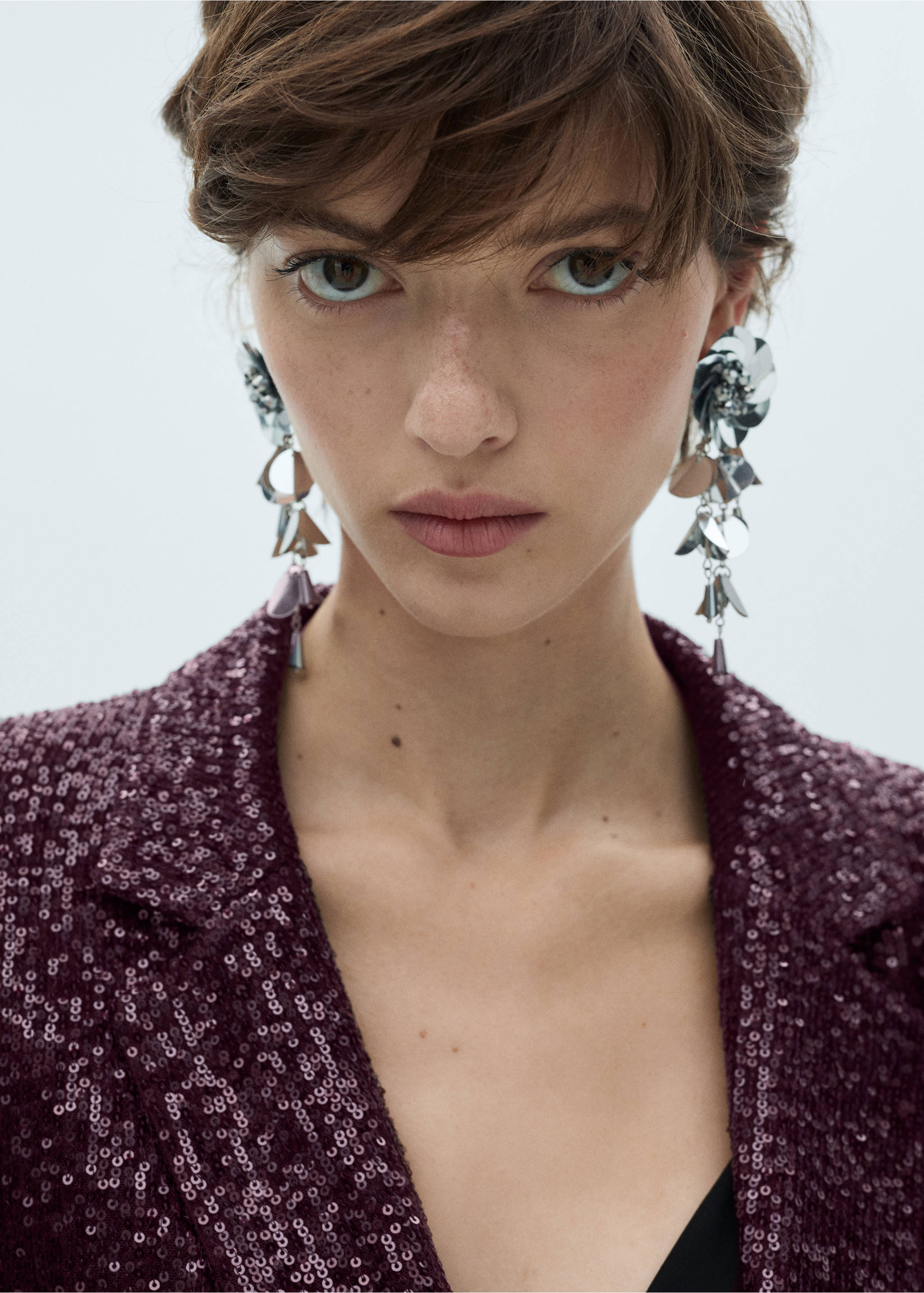 Sequin suit jacket - Details of the article 1, Wine. Ref: 77069061-00.