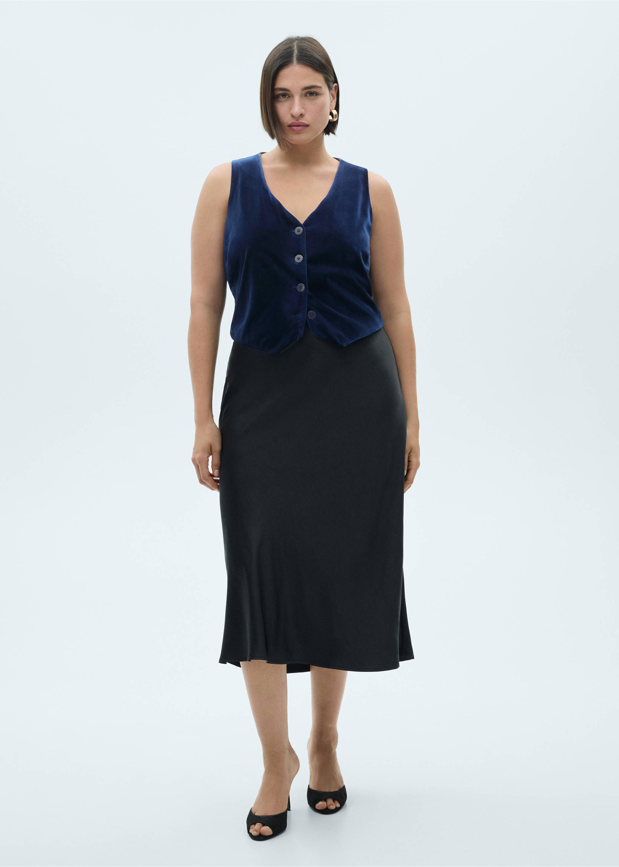 Vestă cropped de catifea - Detaliu al articolului 3, Albastru nupțial. Ref: 77069062-00.