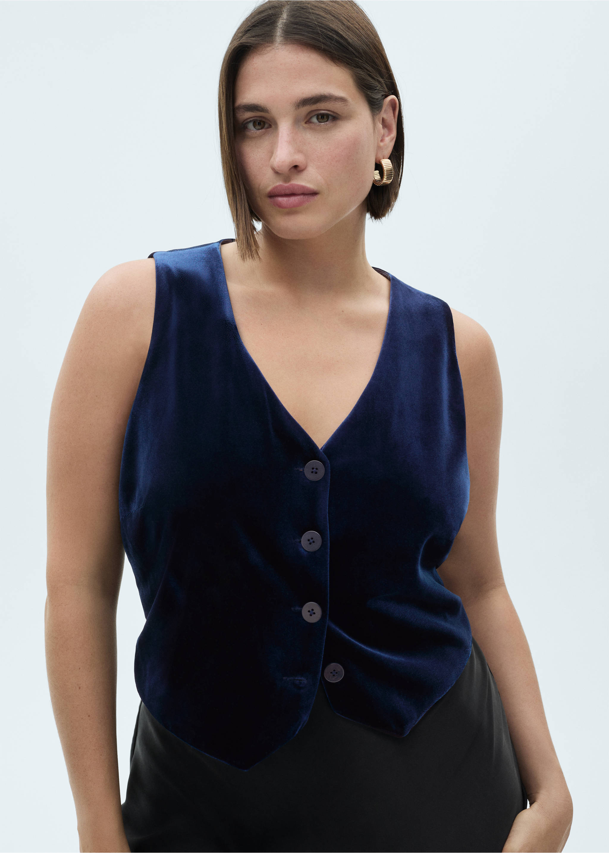 Vestă cropped de catifea - Detaliu al articolului 5, Albastru nupțial. Ref: 77069062-00.