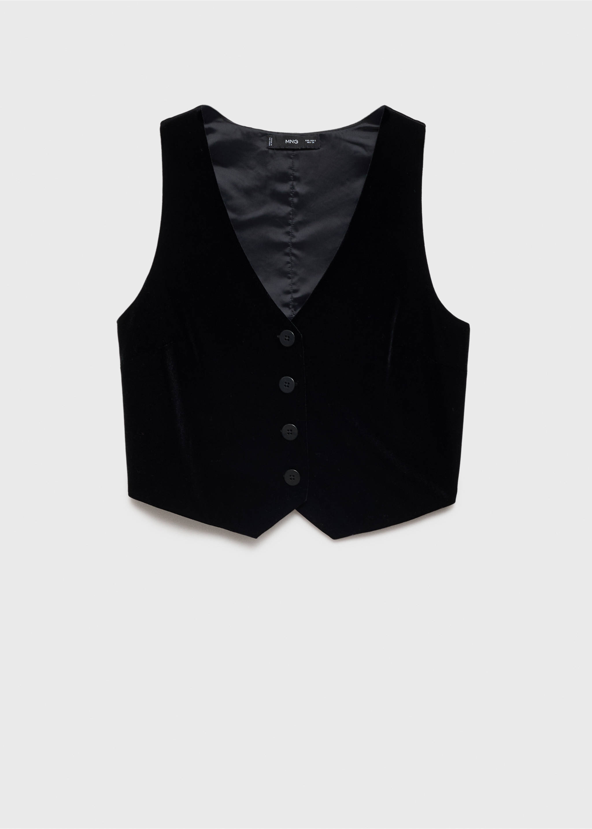Cropped velvet waistcoat - Article without model, Black. Ref: 77069062-00.