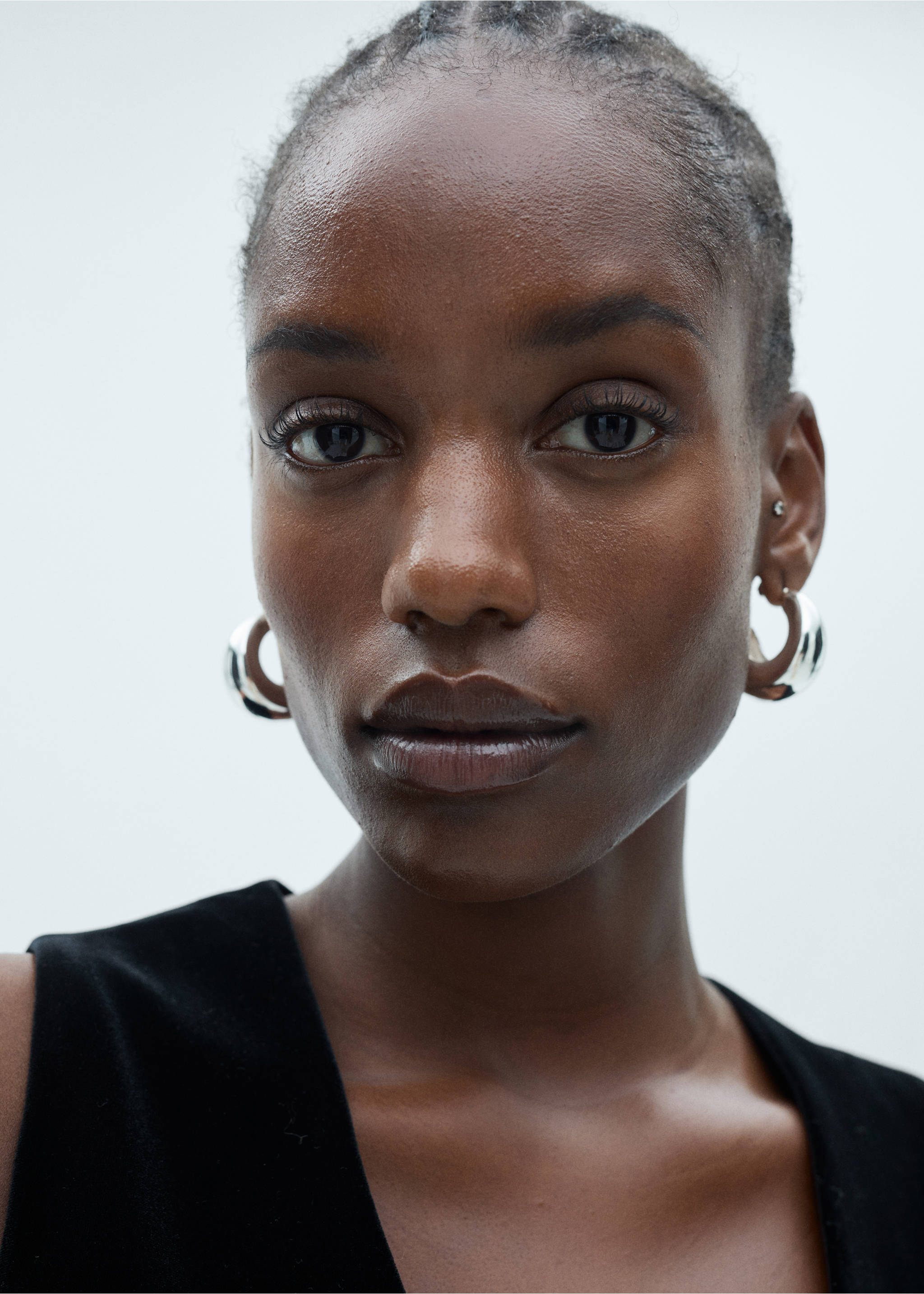 Cropped velvet waistcoat - Details of the article 4, Black. Ref: 77069062-00.