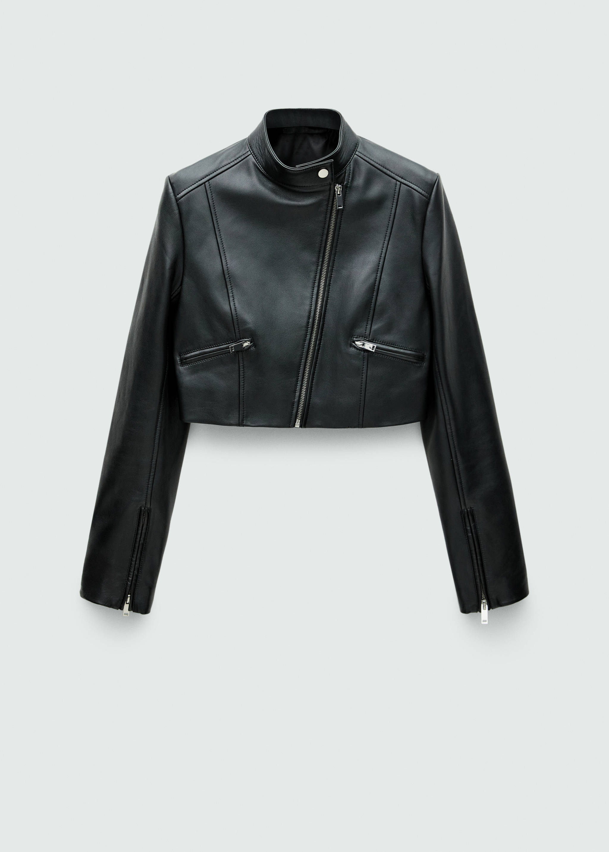 Kožená bunda biker crop - Zboží bez modelu