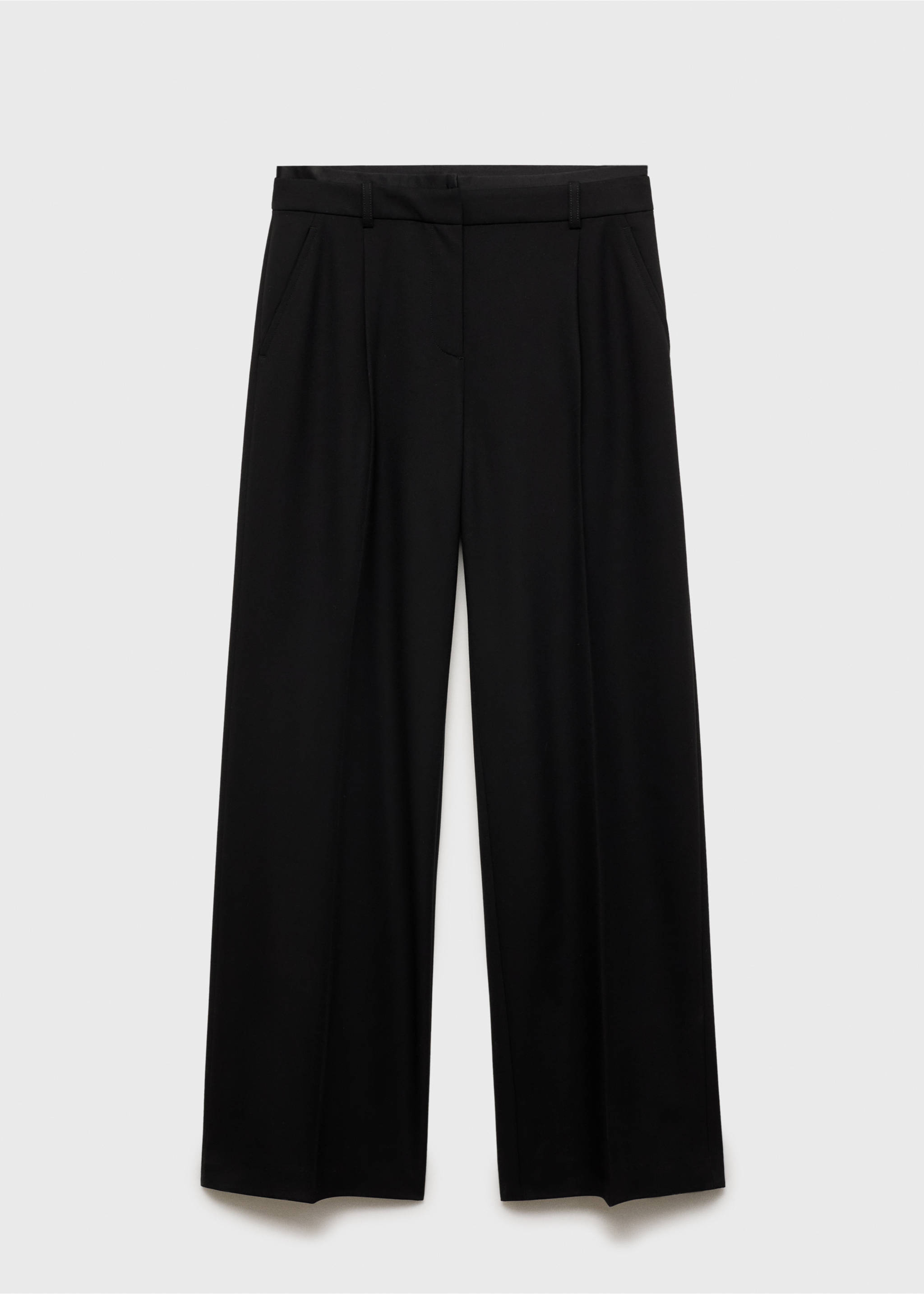 Straight-fit pleated trousers - Article without model, Black. Ref: 77069073-00.