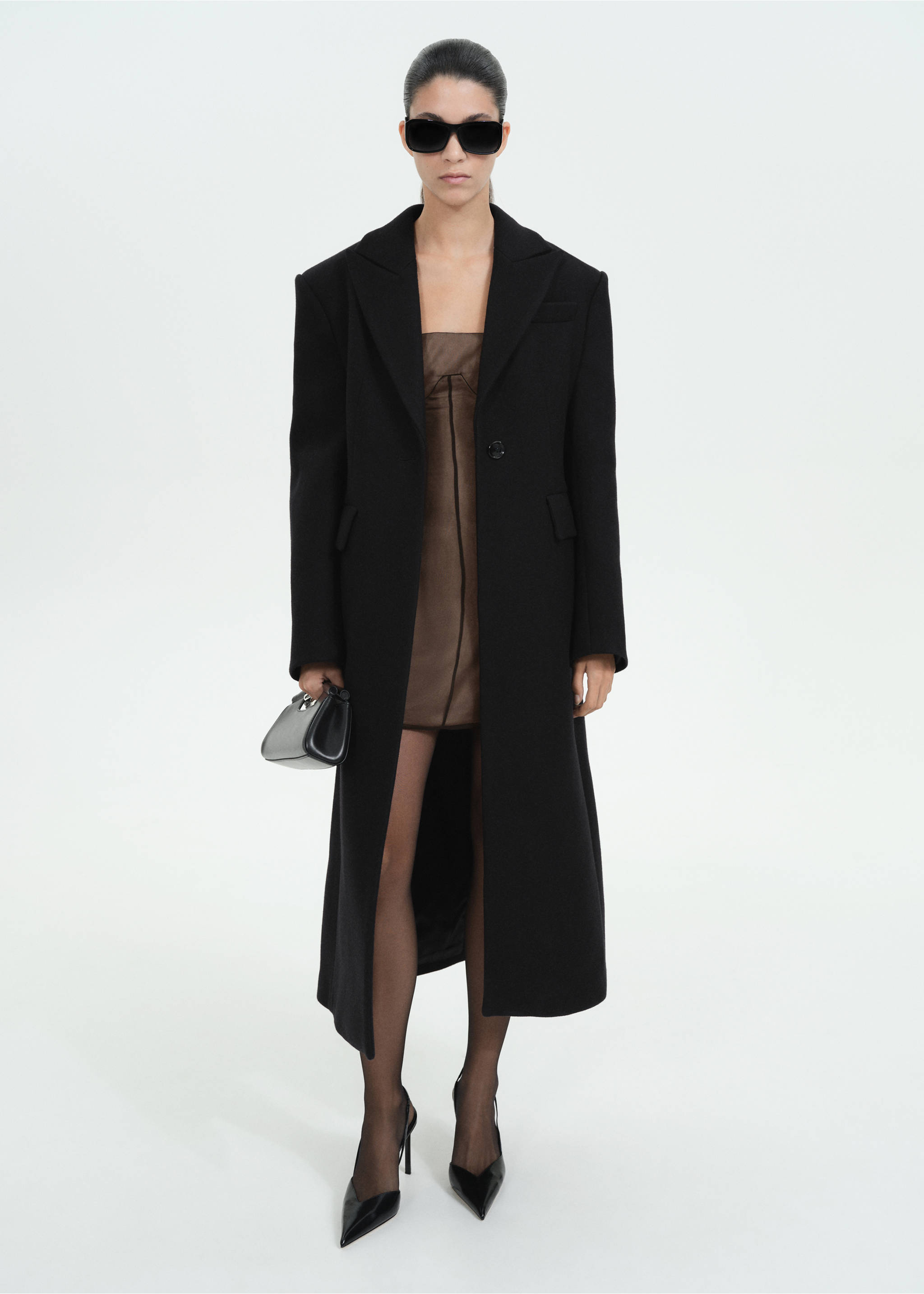Structured wool coat - General plane, Black. Ref: 77069074-00.