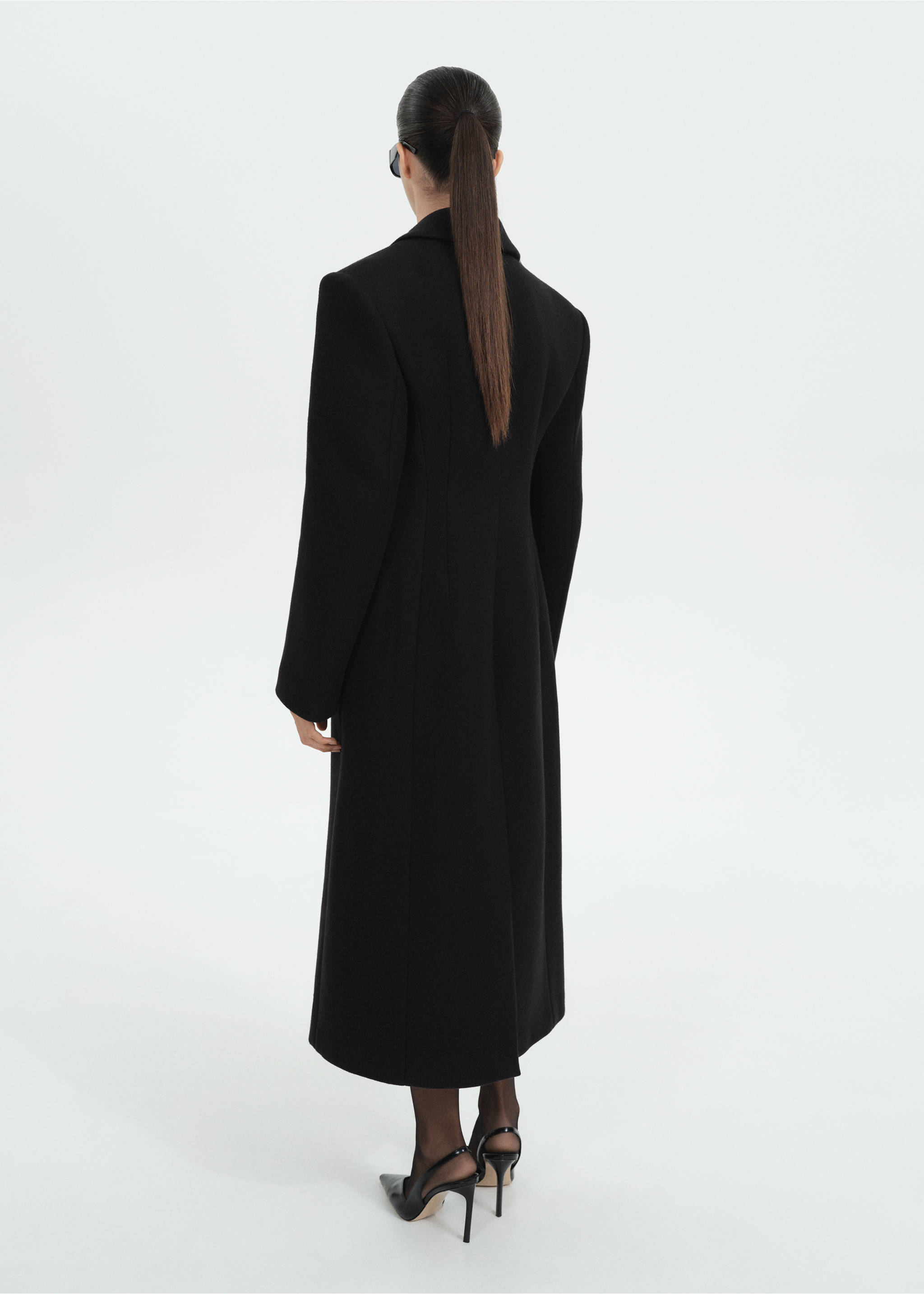 Structured wool coat - Reverse of the article, Black. Ref: 77069074-00.