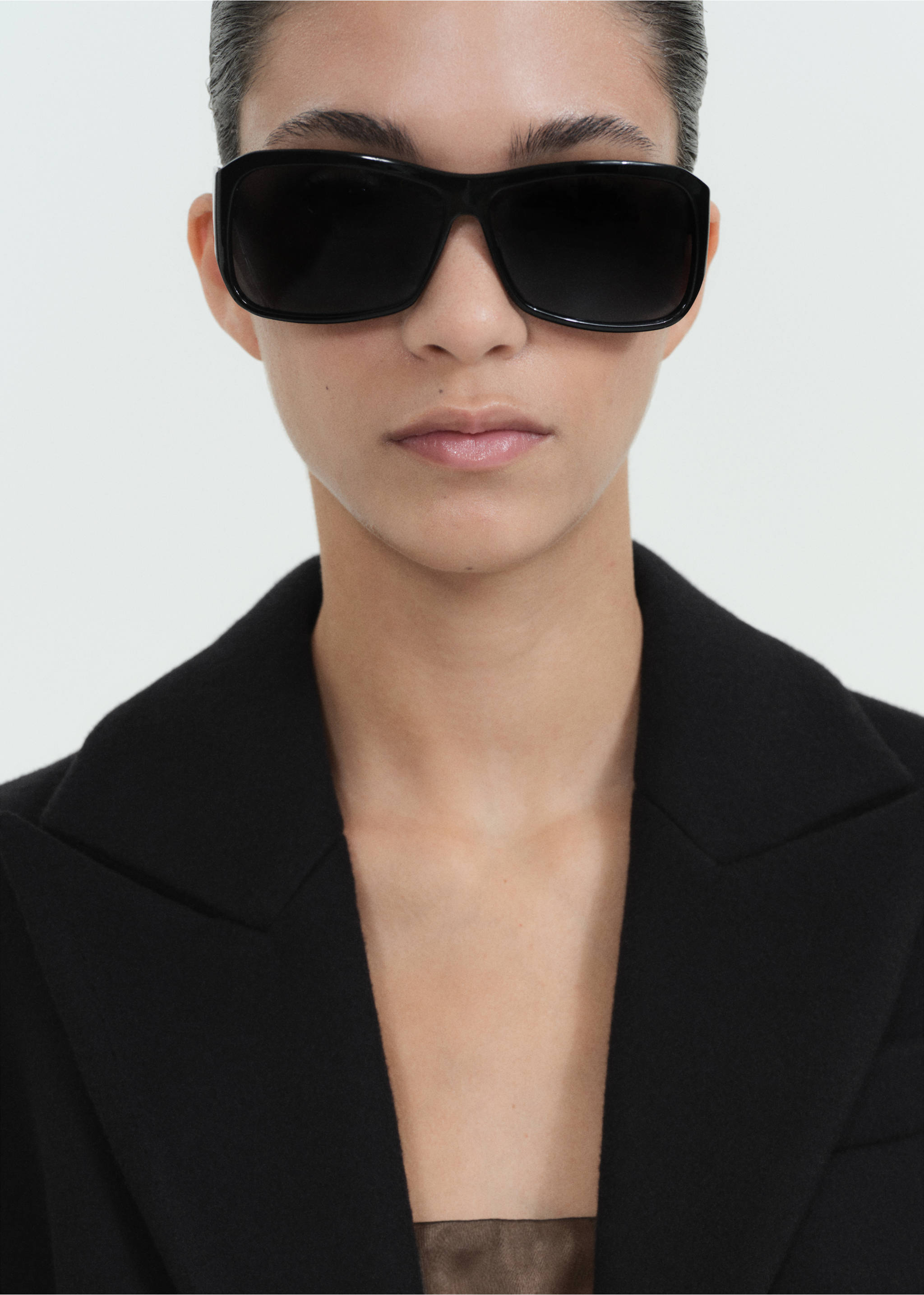 Structured wool coat - Details of the article 1, Black. Ref: 77069074-00.