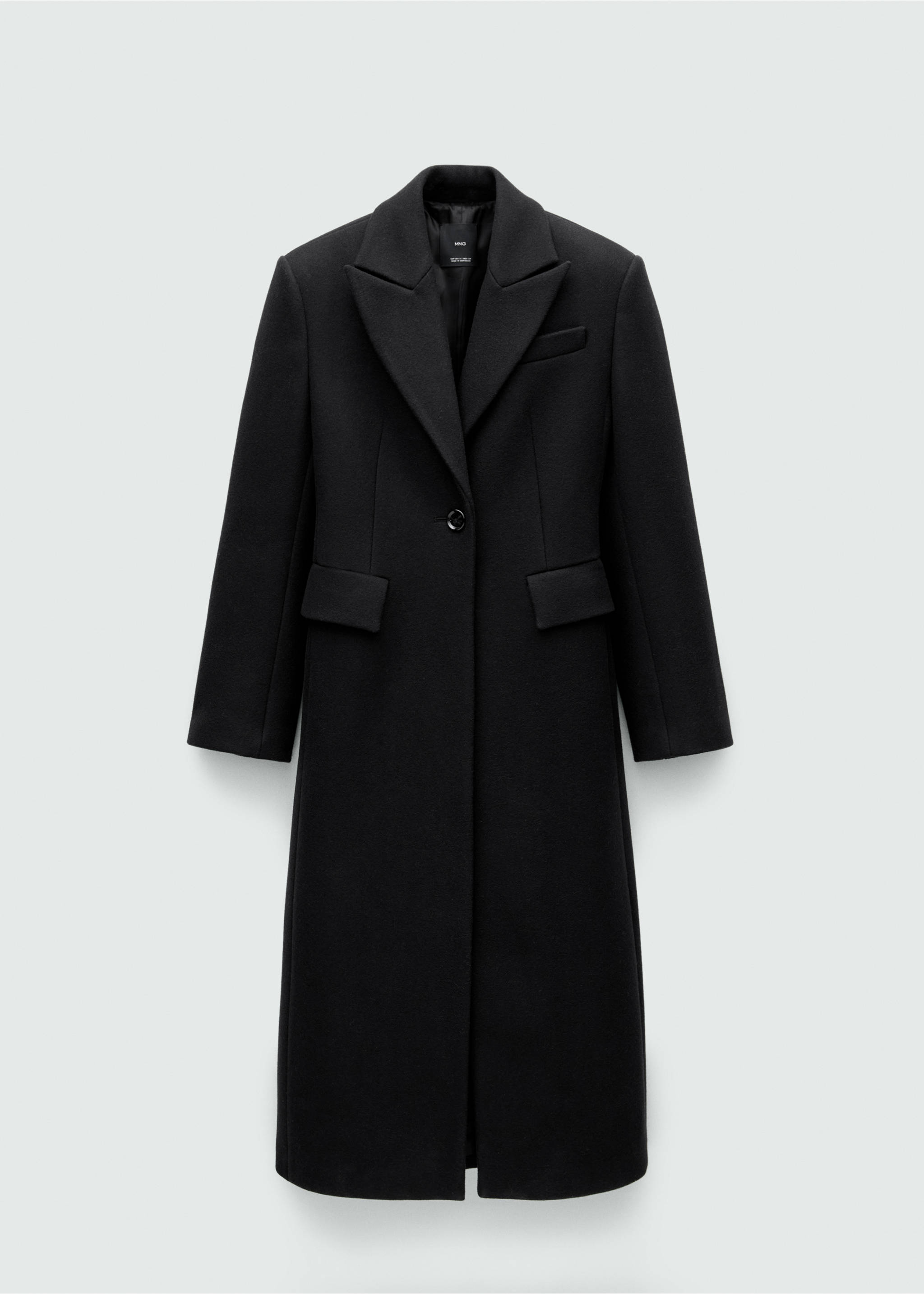 Structured wool coat - Article without model, Black. Ref: 77069074-00.