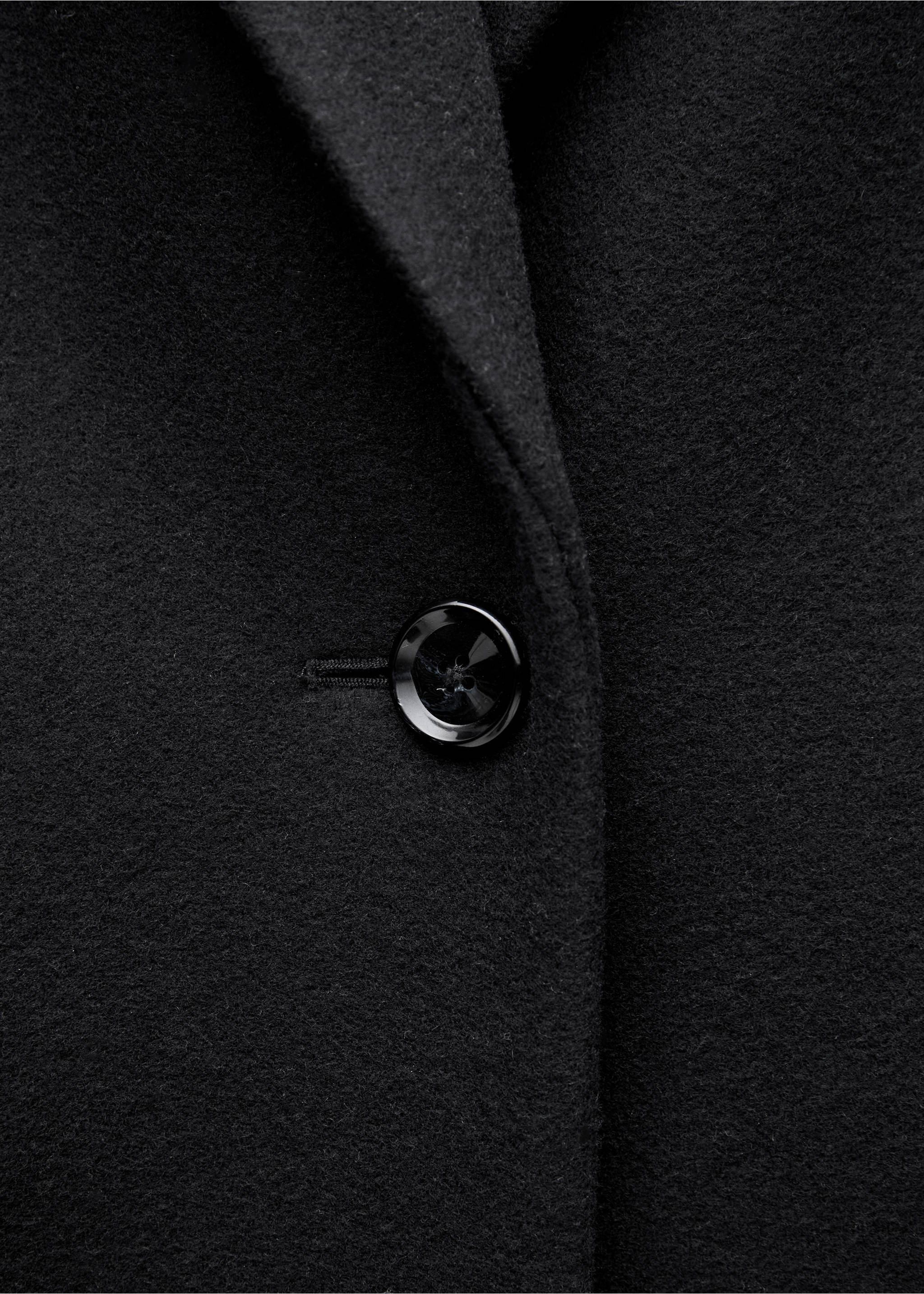 Structured wool coat - Details of the article 8, Black. Ref: 77069074-00.