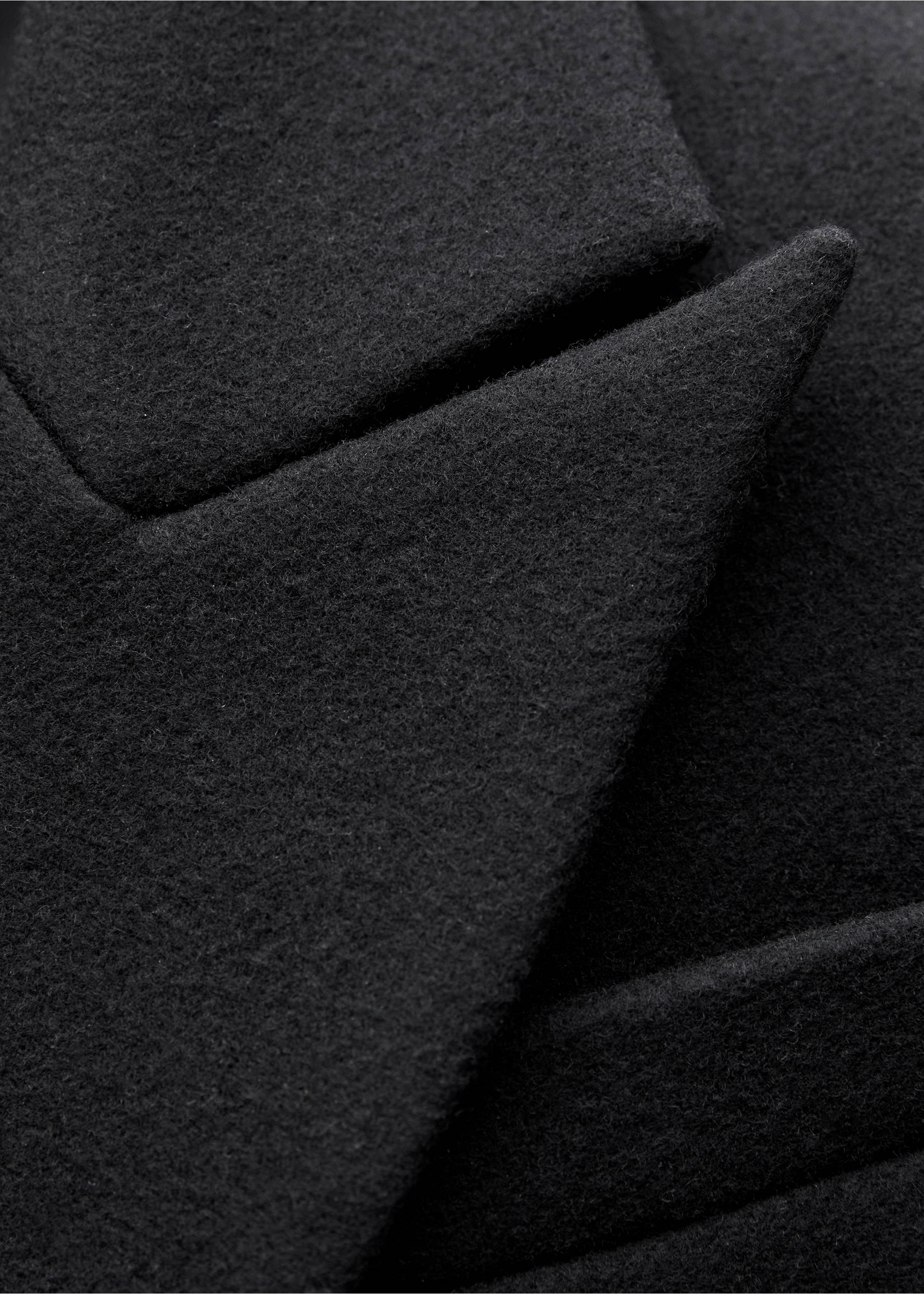 Structured wool coat - Details of the article 0, Black. Ref: 77069074-00.