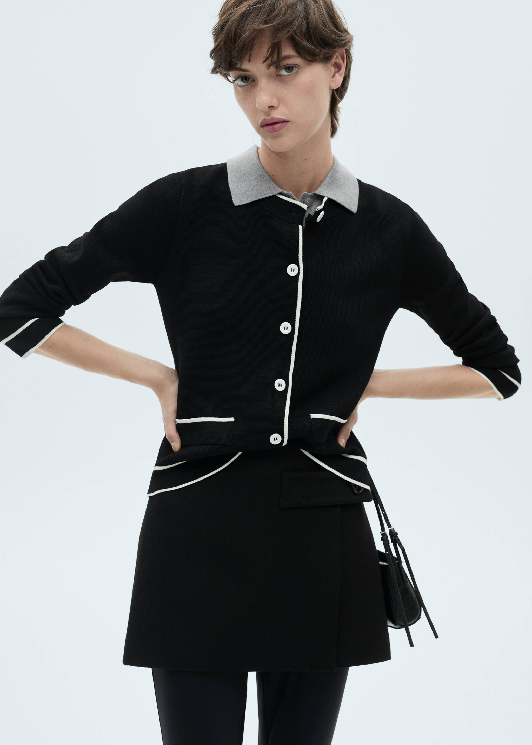 Cardigan with contrasting trims - Medium plane