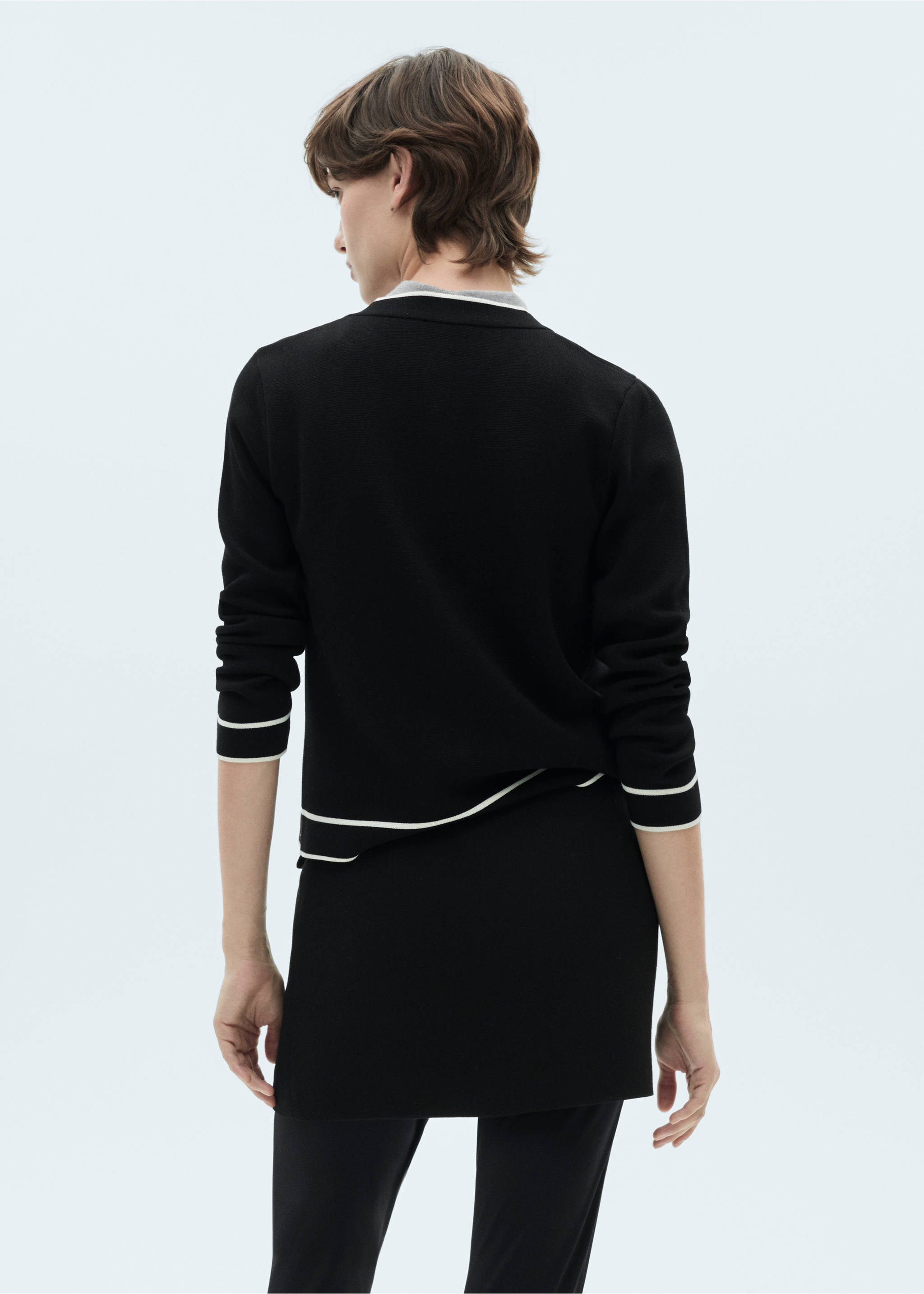 Cardigan bordi a contrasto - Retro dell'articolo, Nero. Ref: 77069076-00.