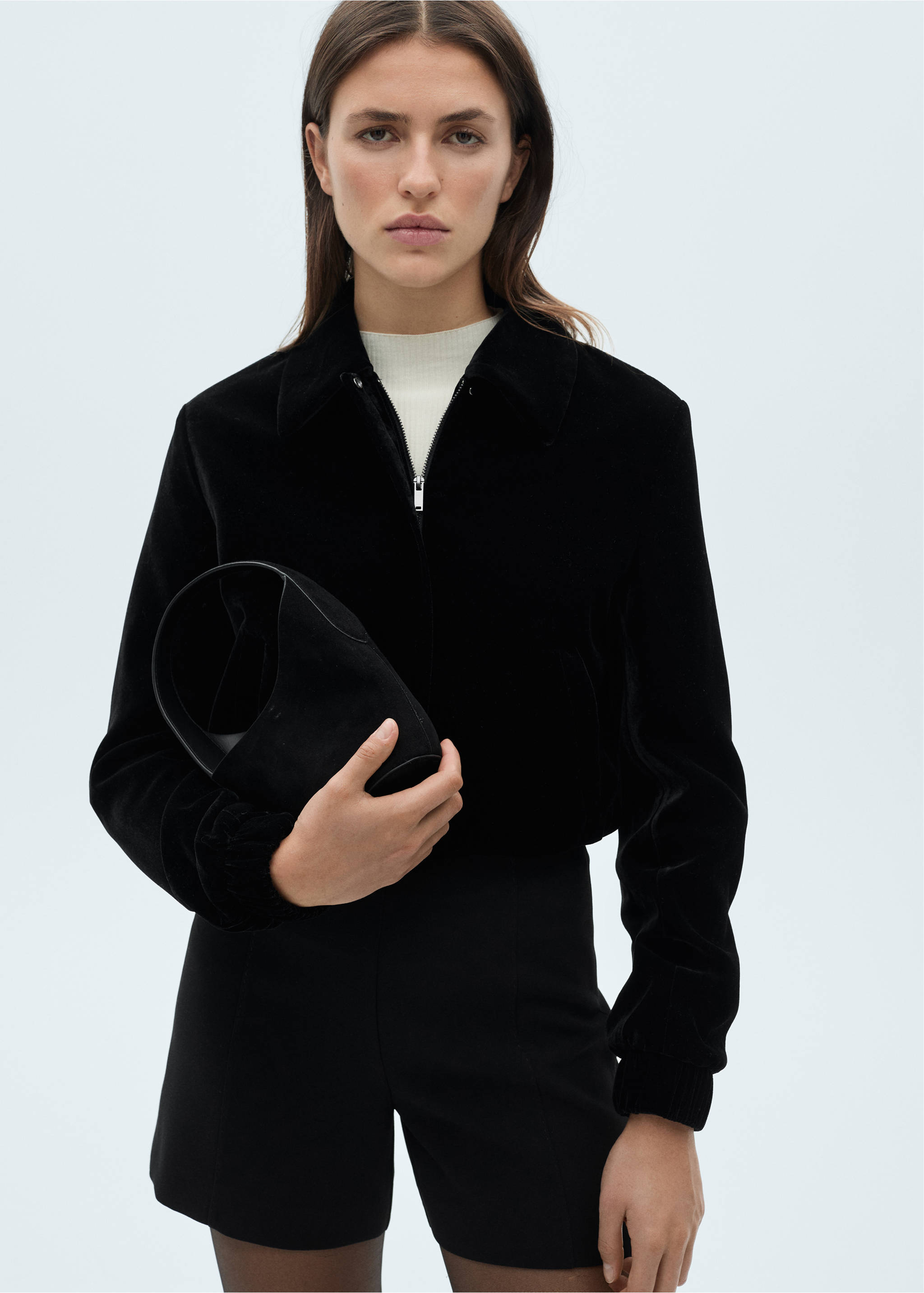 Velvet Bomber Jacket - Medium plane, Black. Ref: 77069237-00.