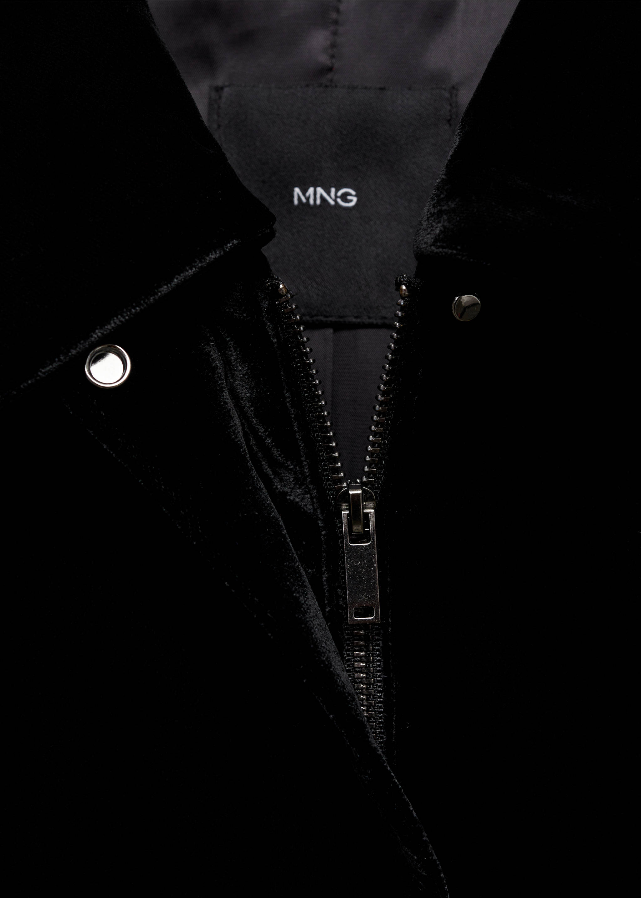 Velvet Bomber Jacket - Details of the article 8, Black. Ref: 77069237-00.