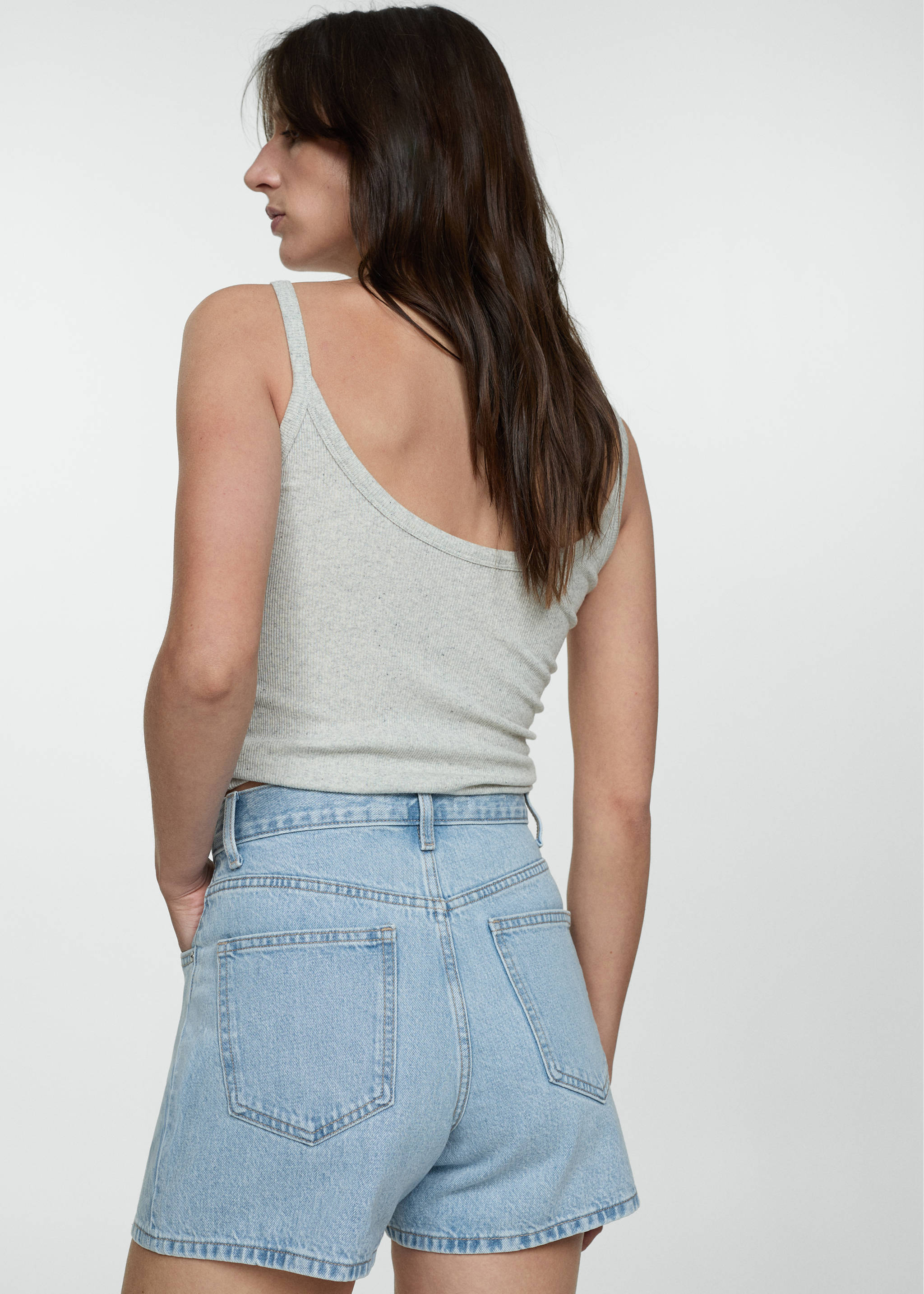 High-rise denim shorts - Reverse of the article