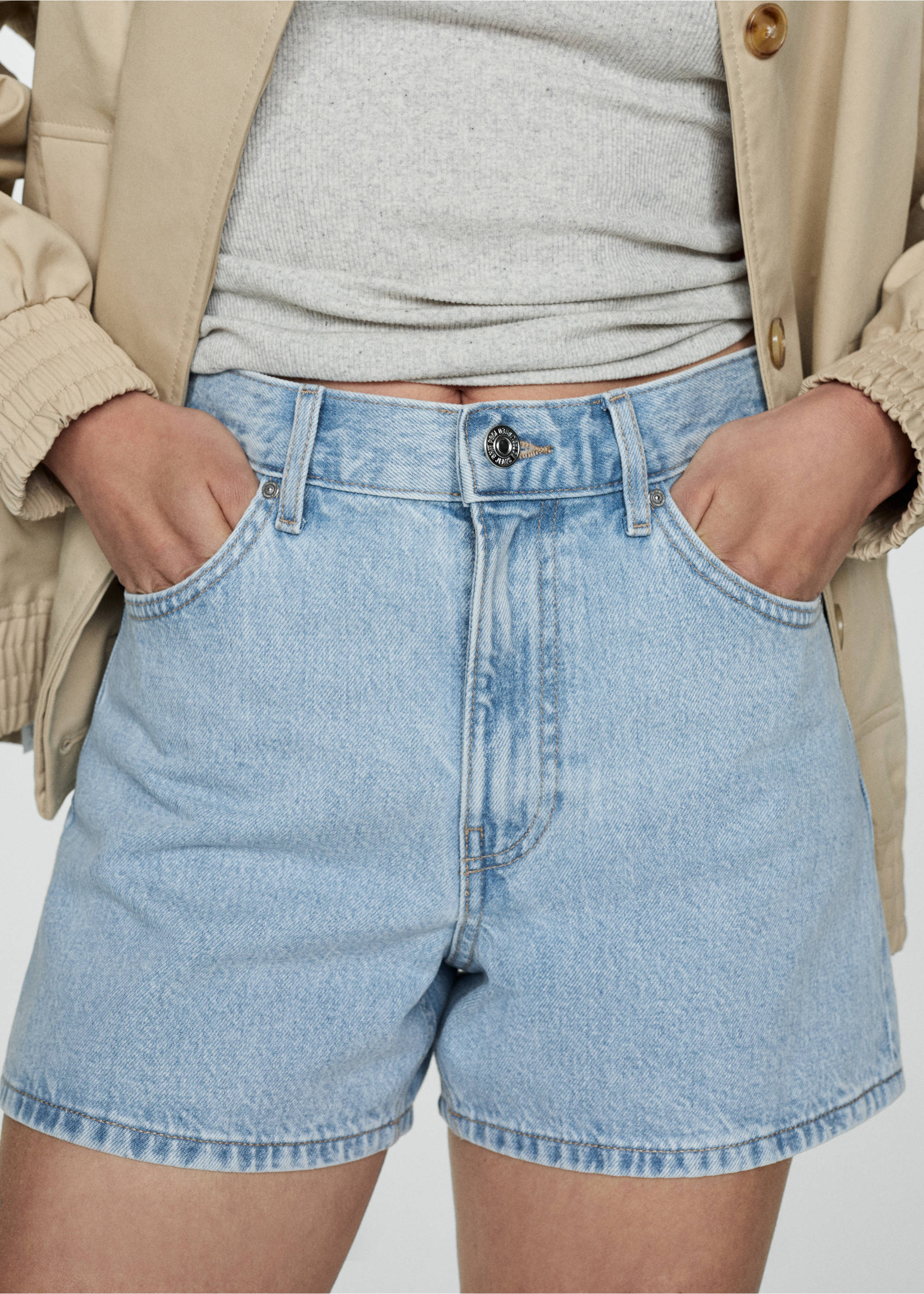 Short jean taille haute - Détail de l'article 1, Bleu clair. Ref: 77070326-00.