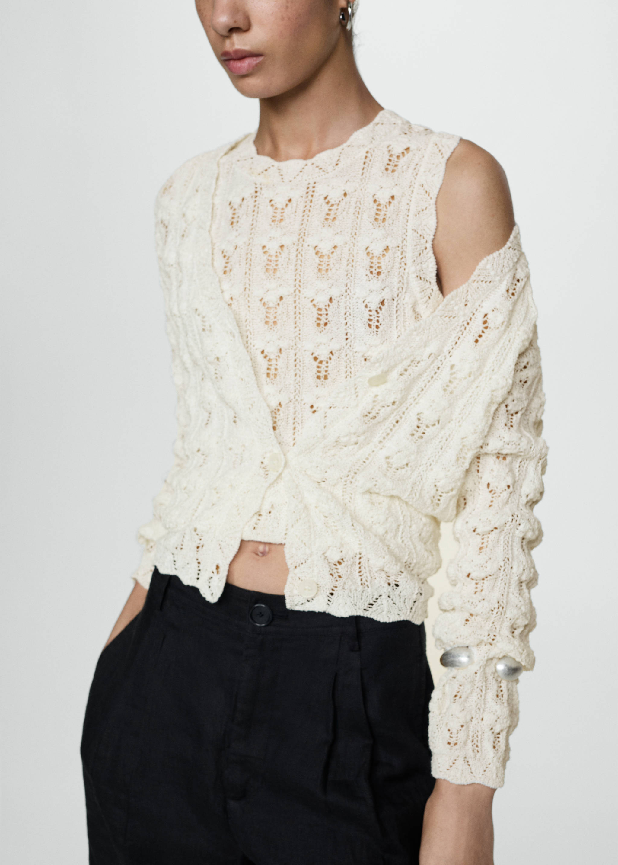 Crochet knitted cardigan - Medium plane