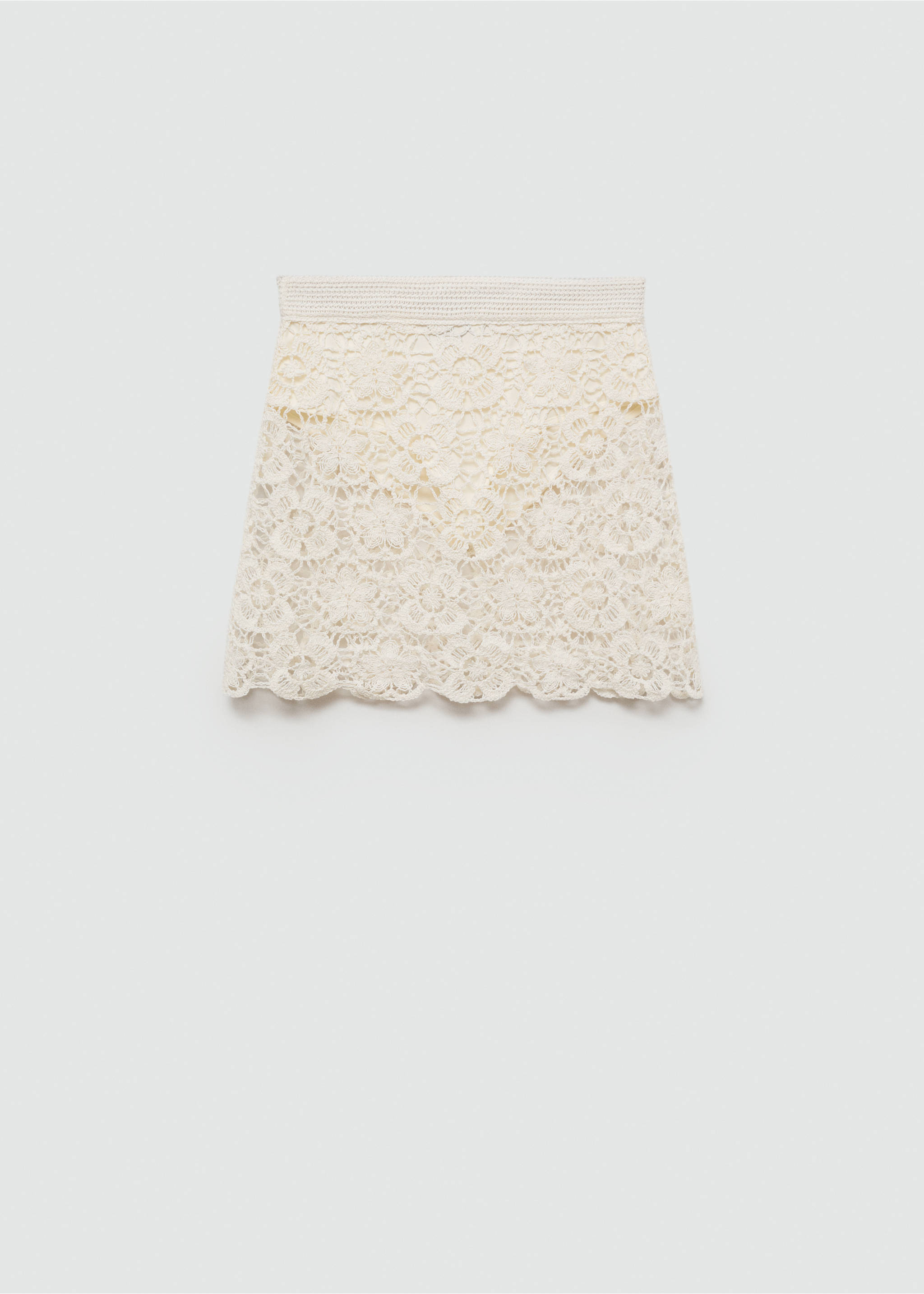 Crochet floral mini-skirt - Article without model, Off White. Ref: 77070341-00.