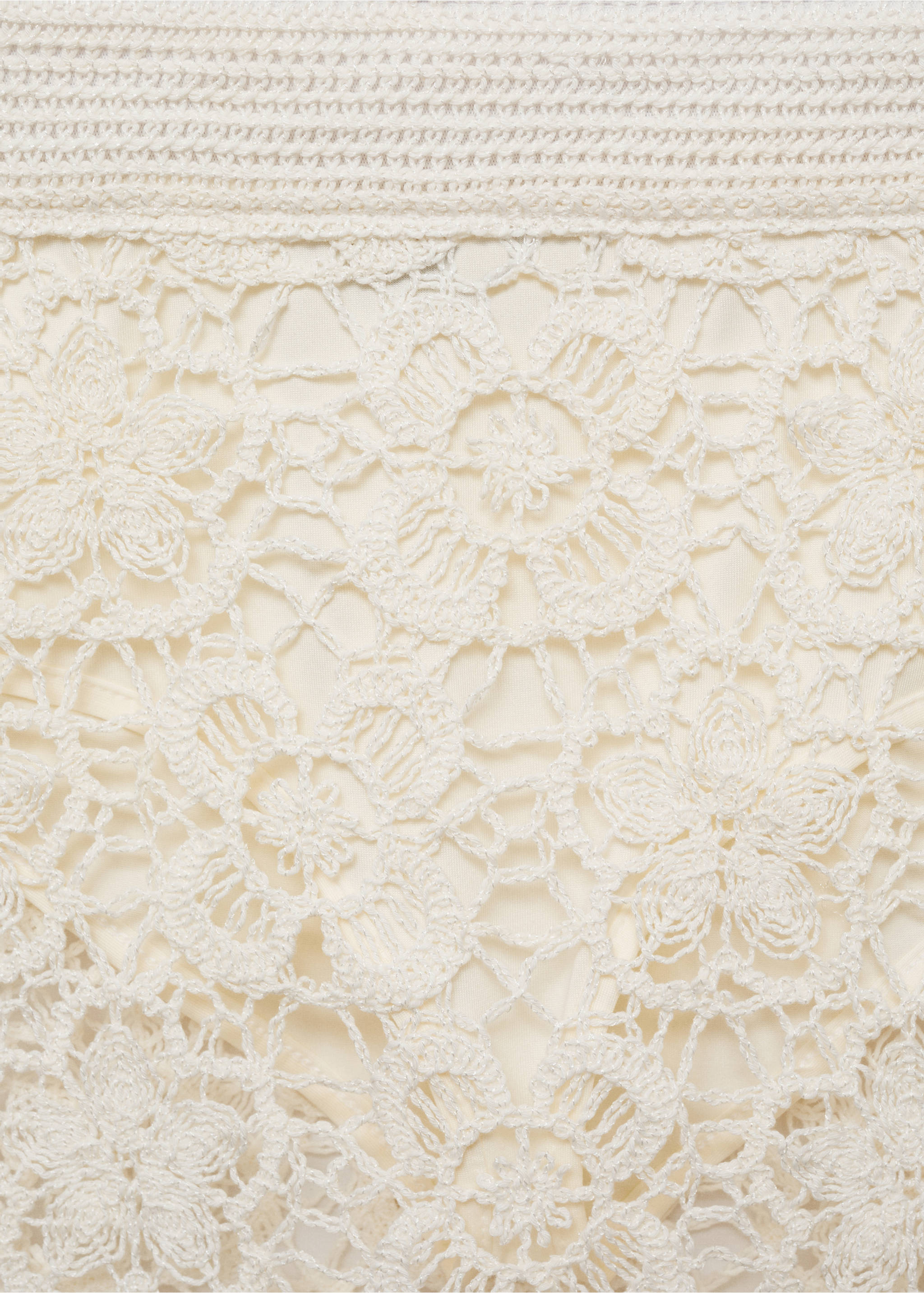 Crochet floral mini-skirt - Details of the article 8, Off White. Ref: 77070341-00.