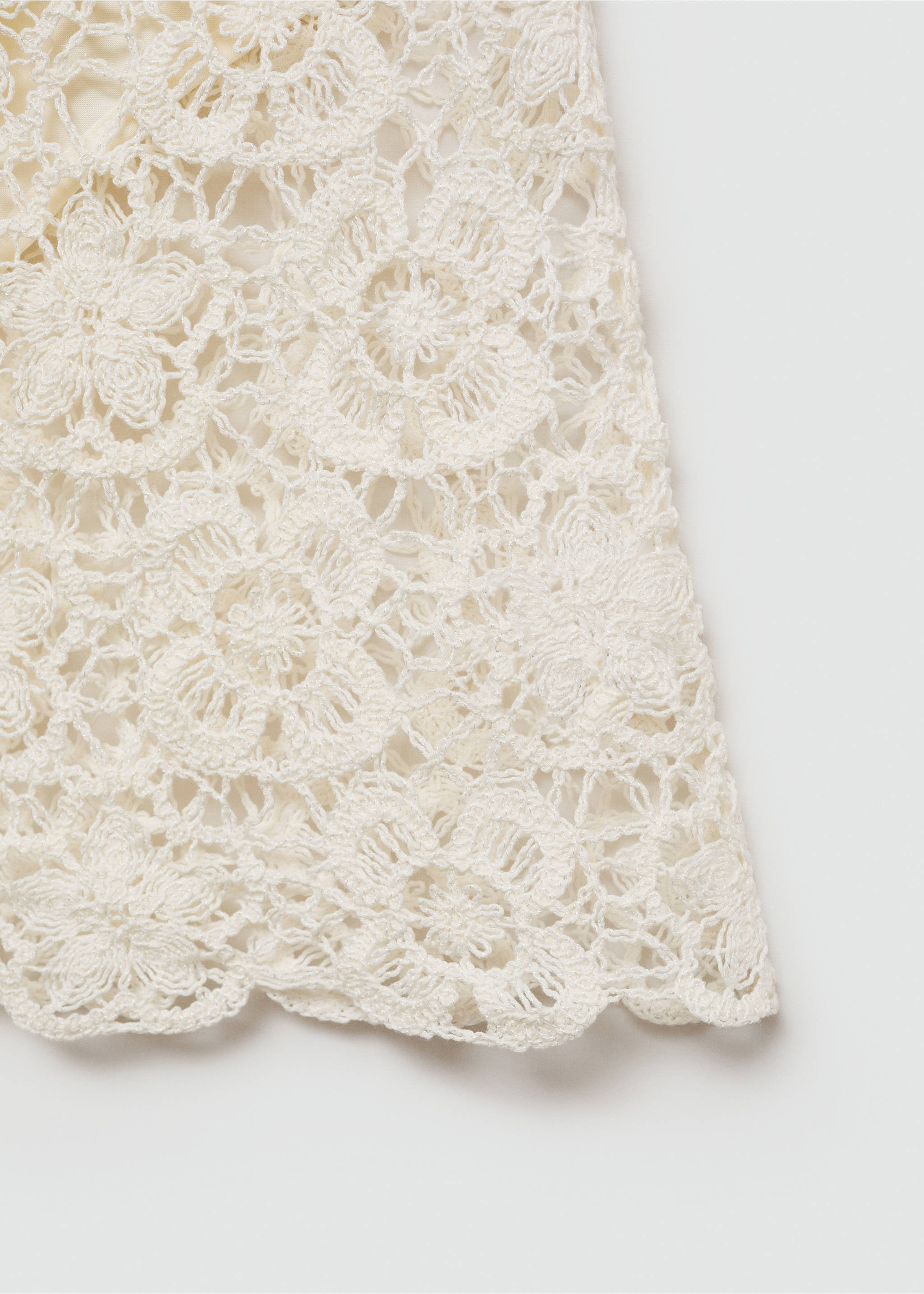 Crochet floral mini-skirt - Details of the article 0, Off White. Ref: 77070341-00.