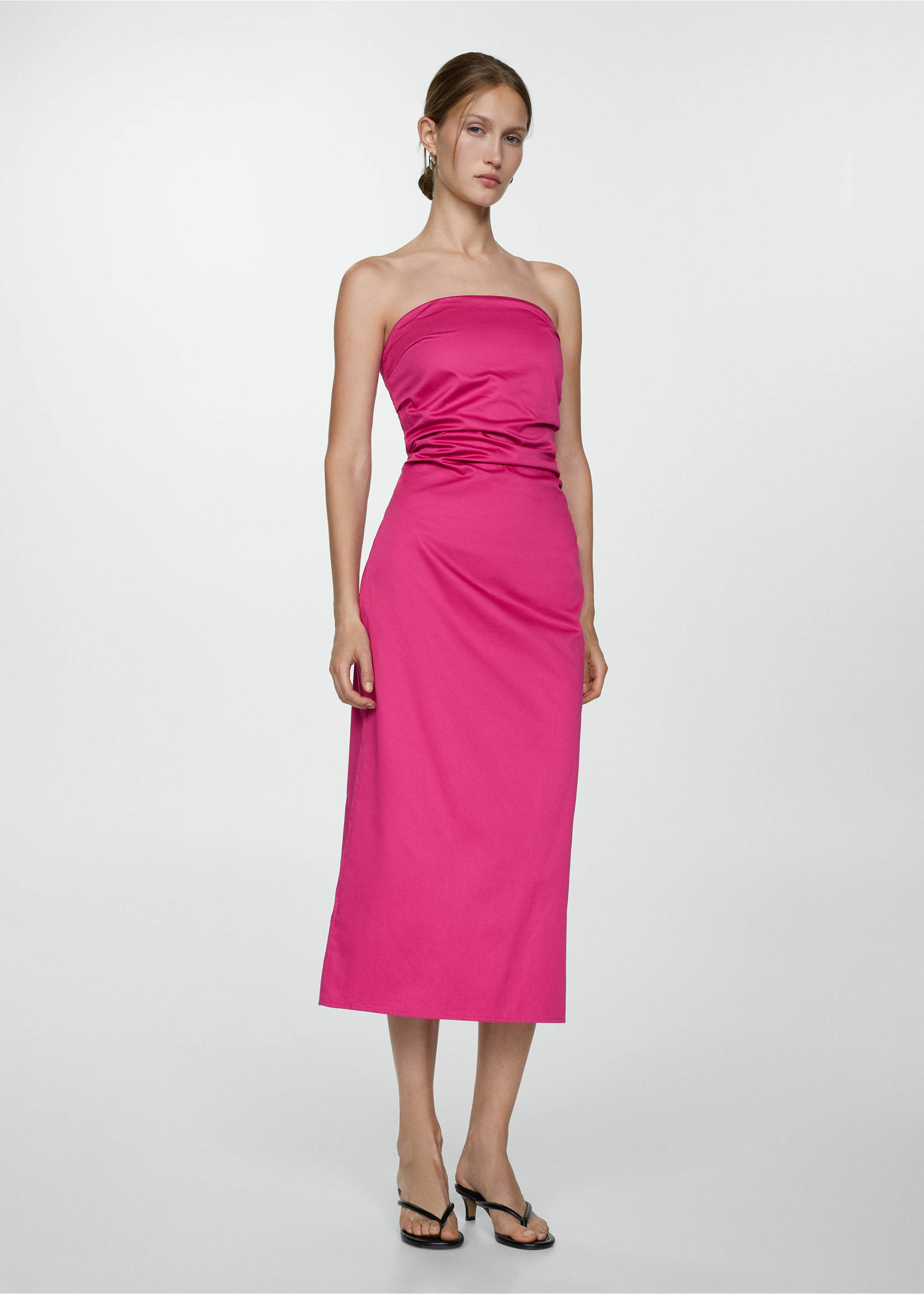 Draped strapless dress - General plane, Pink. Ref: 77070345-00.