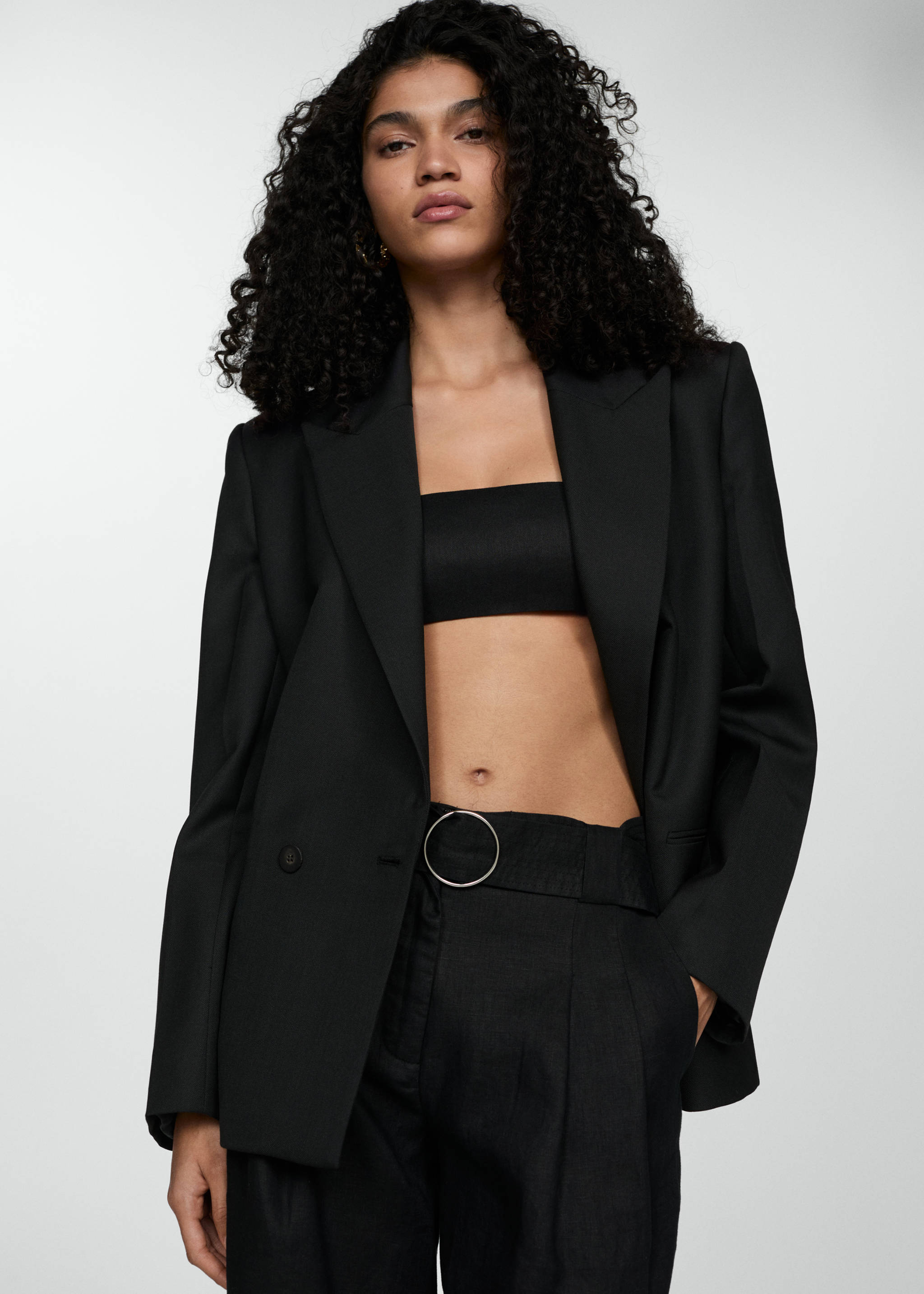 Bermudas lino cinturón - Plano medio