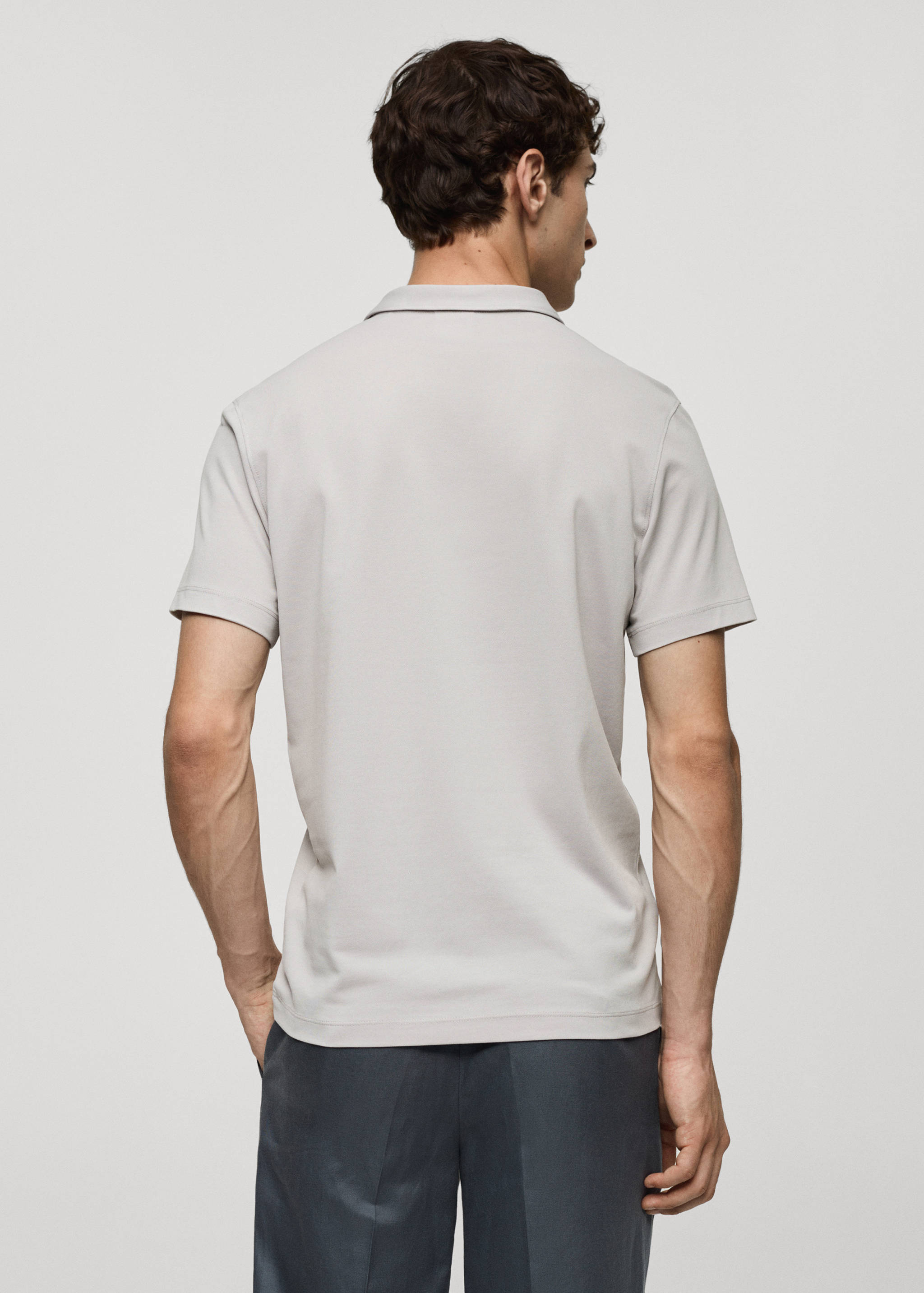 Slim-fit cotton piqué textured polo shirt - Reverse of the article