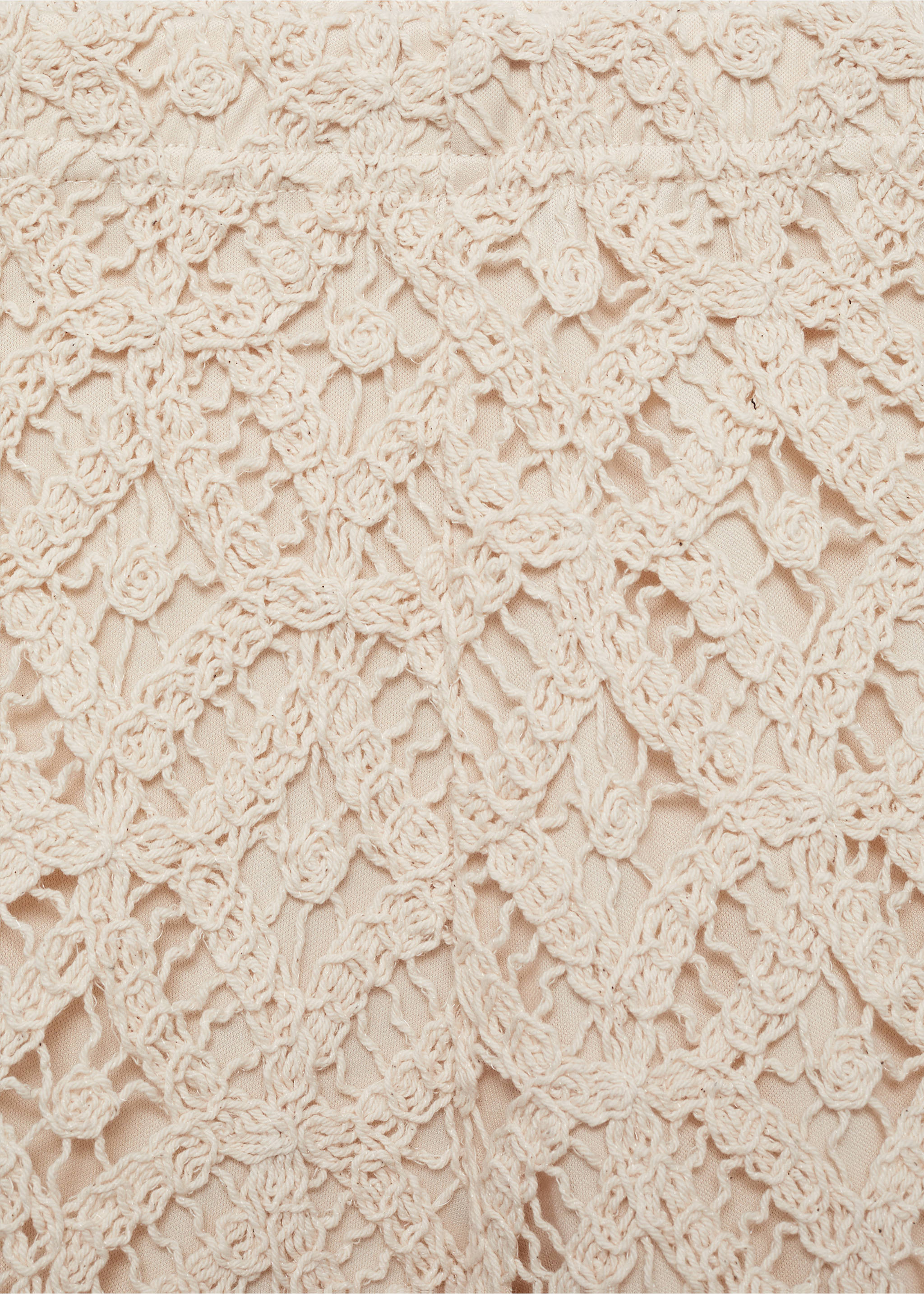 Crochet straight-fit shorts - Details of the article 8, Beige. Ref: 77070367-00.