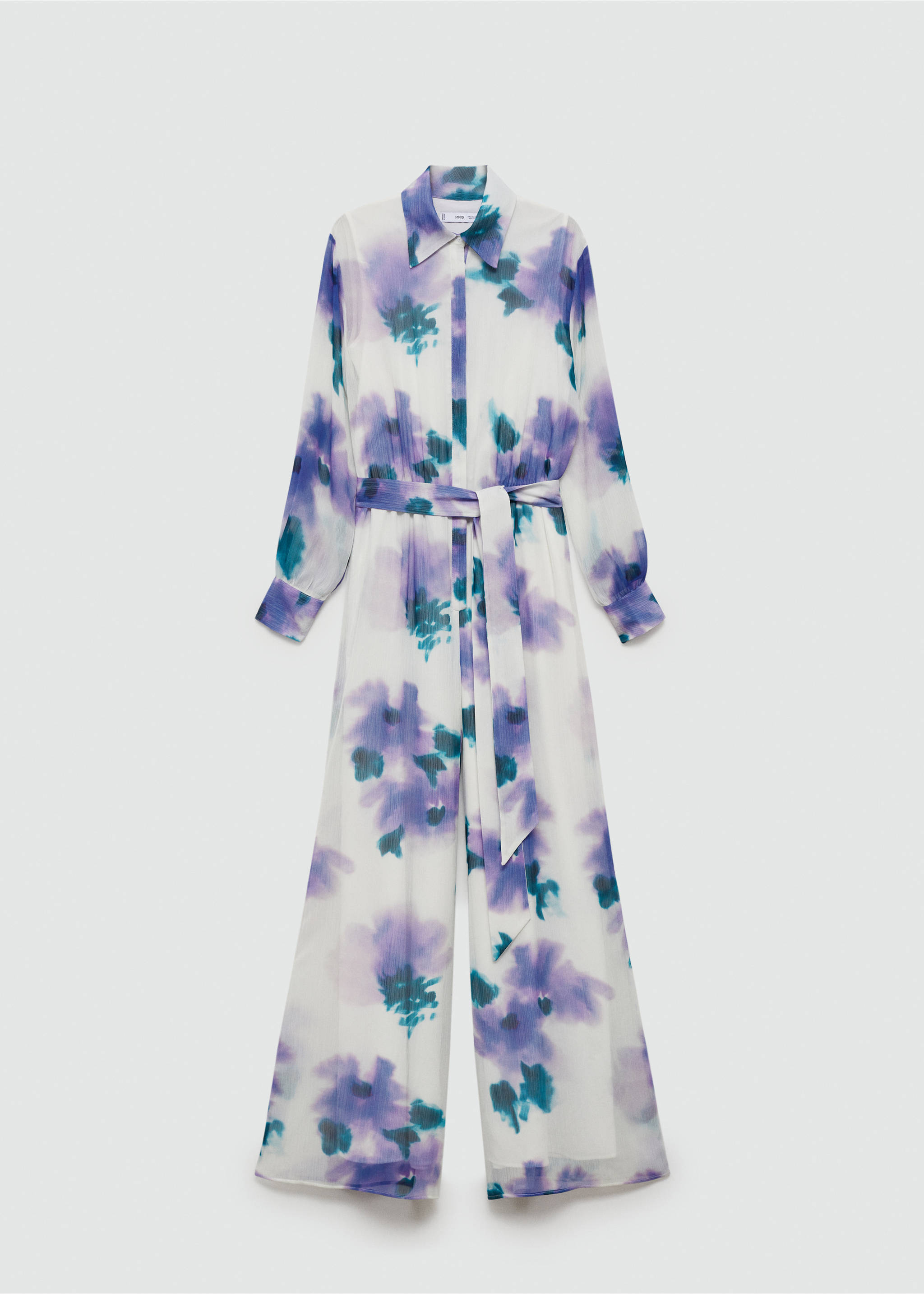 Printed jumpsuit with bow - Article without model, Purple. Ref: 77070376-00.