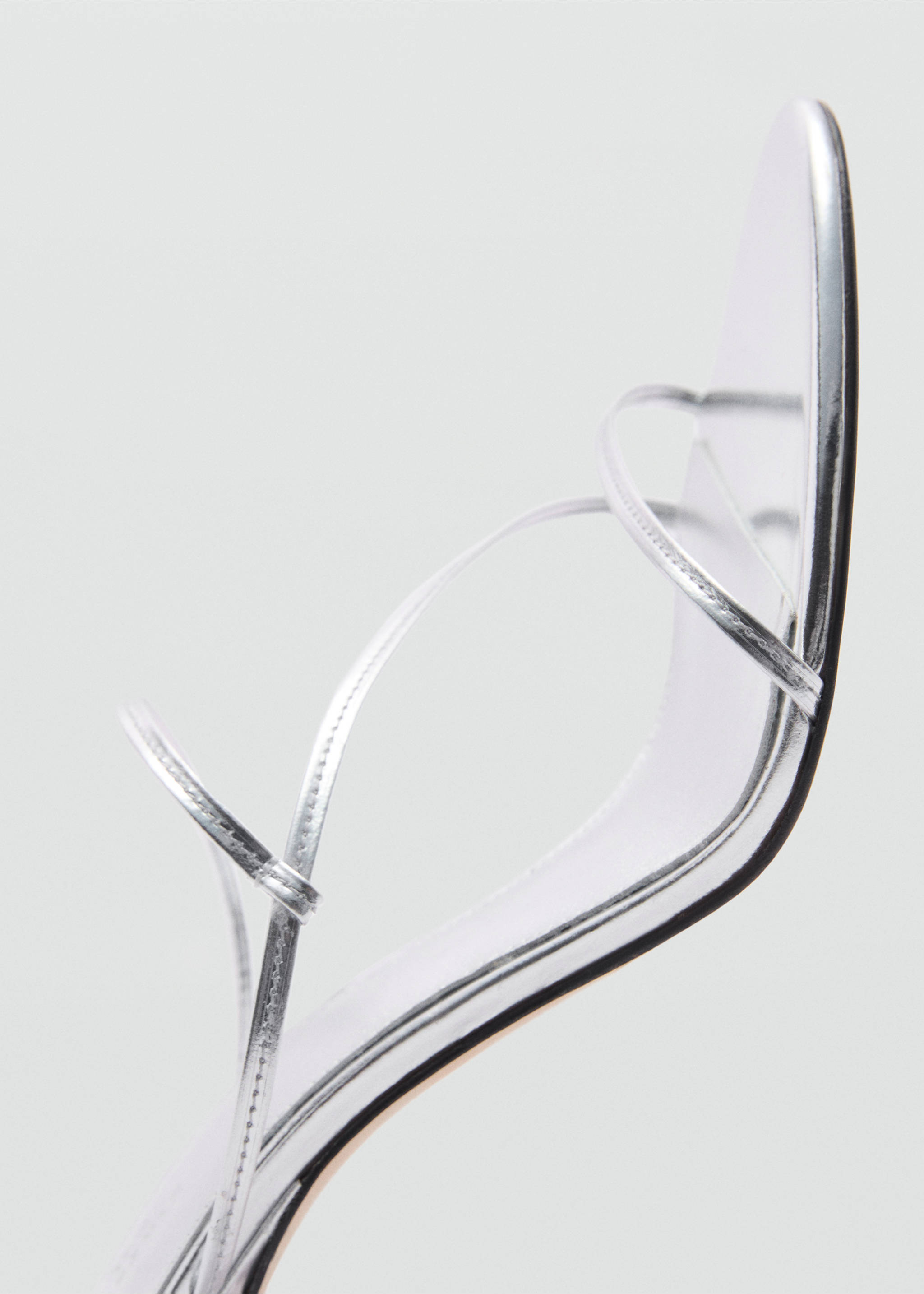 Sandali pelle tacco fasce - Dettaglio dell'articolo 2, Argento. Ref: 77070380-00.