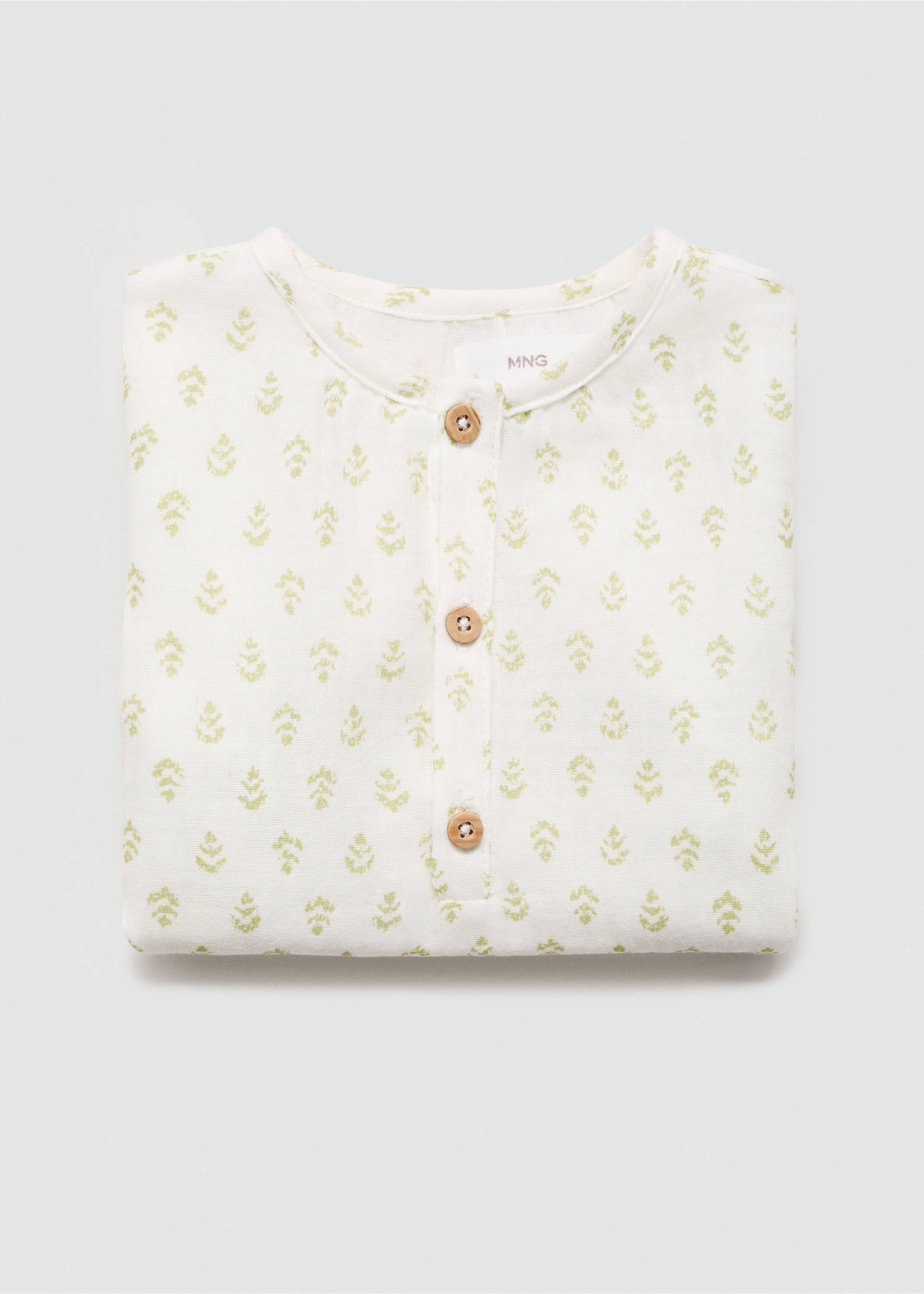 Printed cotton-blend T-shirt - Details of the article 8, Green. Ref: 77070381-00.