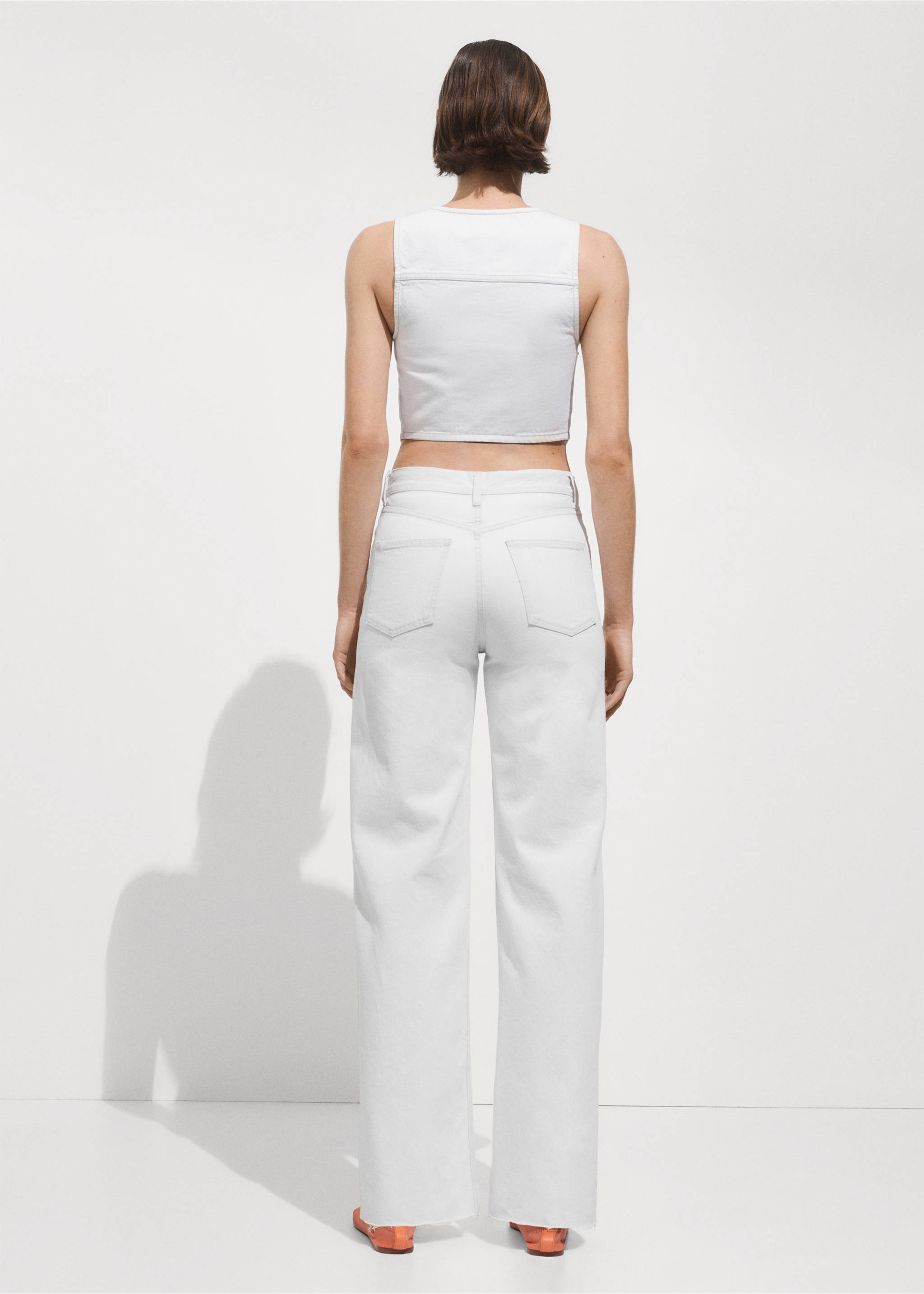 Gilet en jean crop poches - Verso de l’article, Bleu délavé. Ref: 77070382-00.