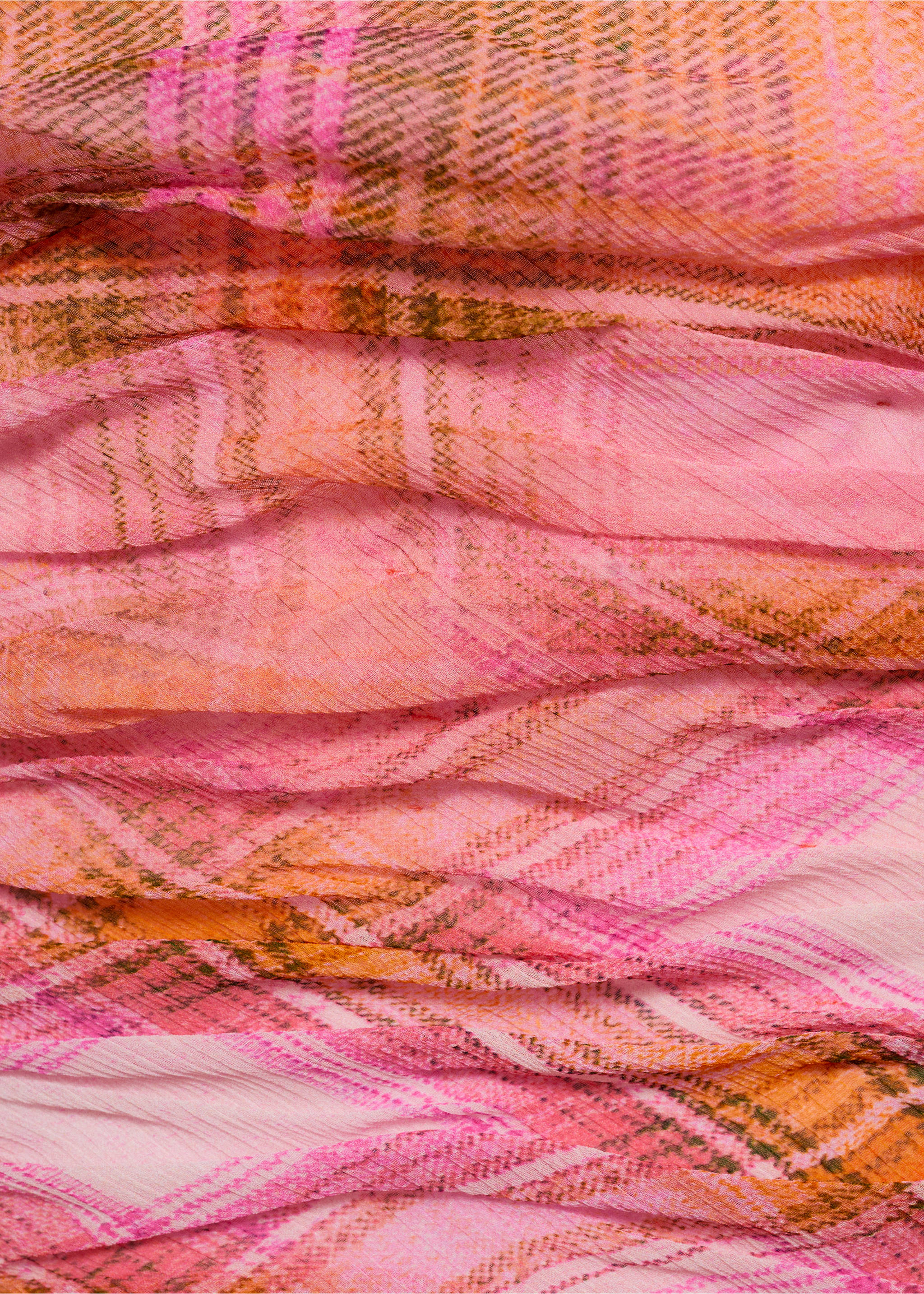 Checked print top - Details of the article 0, Orange. Ref: 77070383-00.