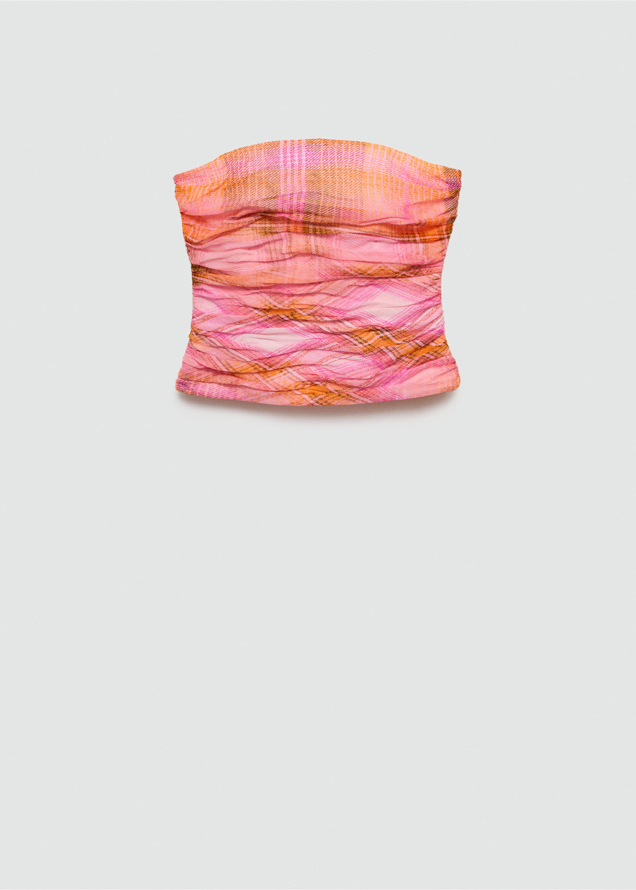 Checked print top - Article without model, Orange. Ref: 77070383-00.