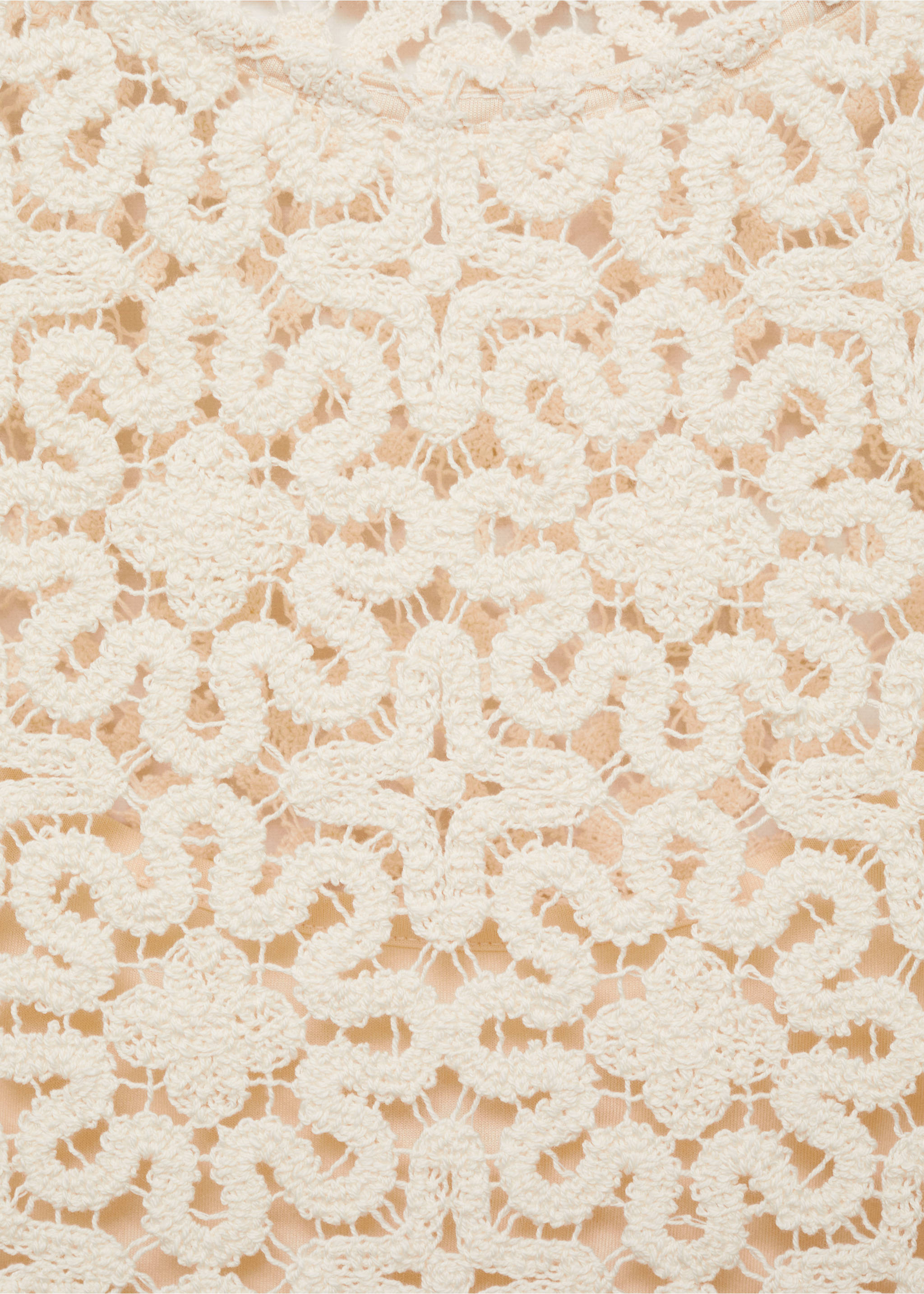 Floral crochet dress - Details of the article 8, Ecru. Ref: 77070384-00.