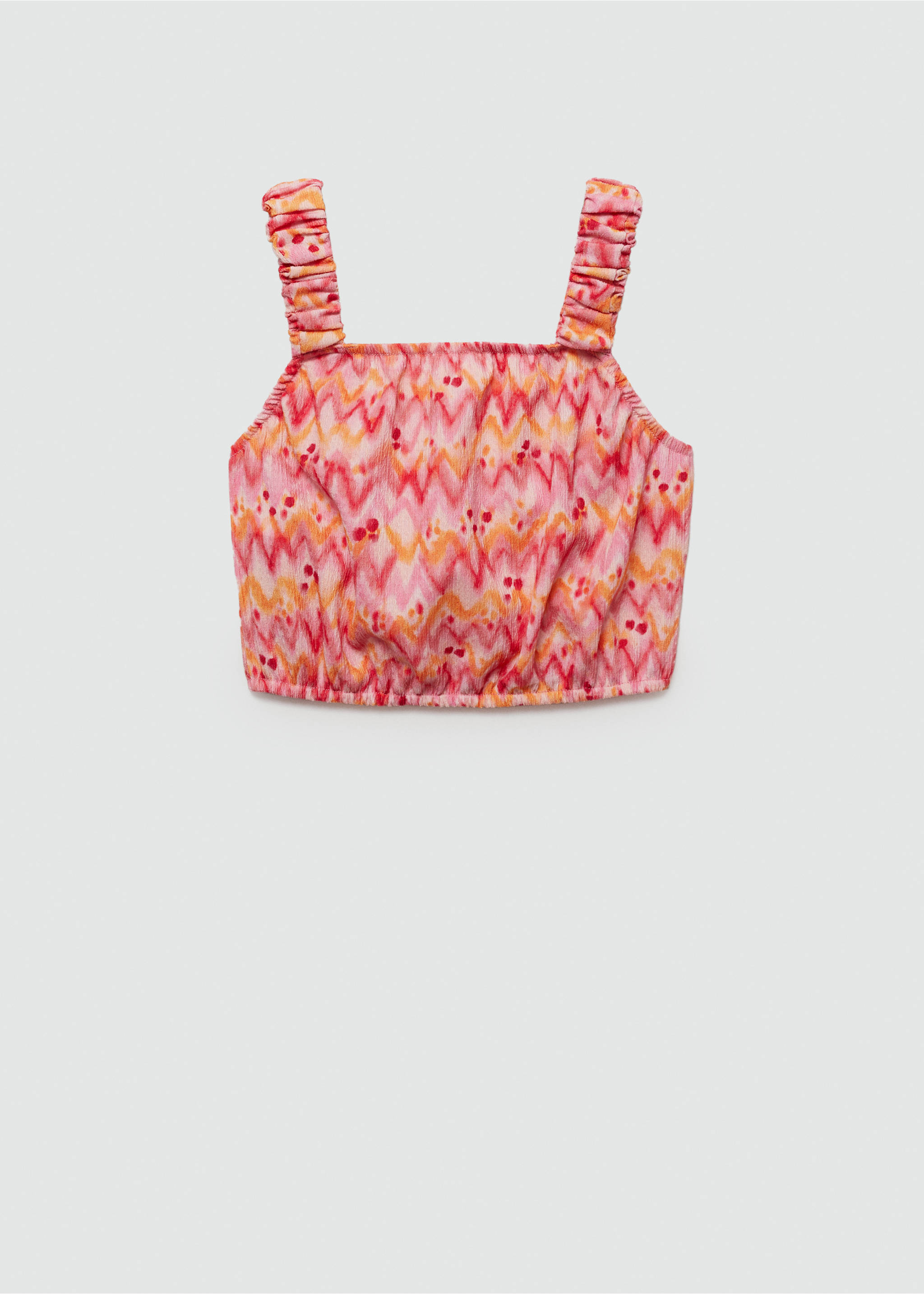 Printed crop top - Article without model, Fuchsia. Ref: 77070387-00.