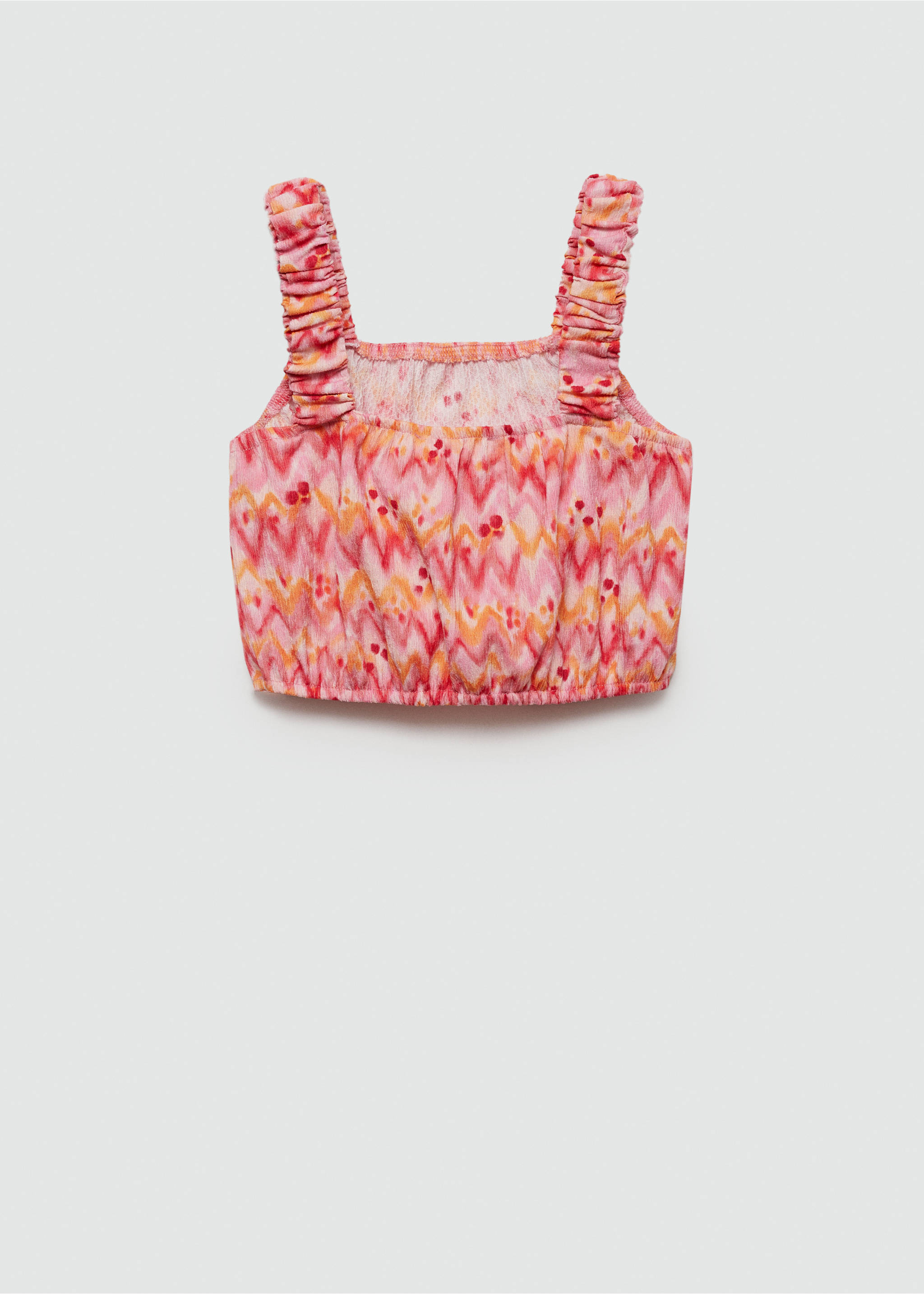Printed crop top - Reverse of the article, Fuchsia. Ref: 77070387-00.