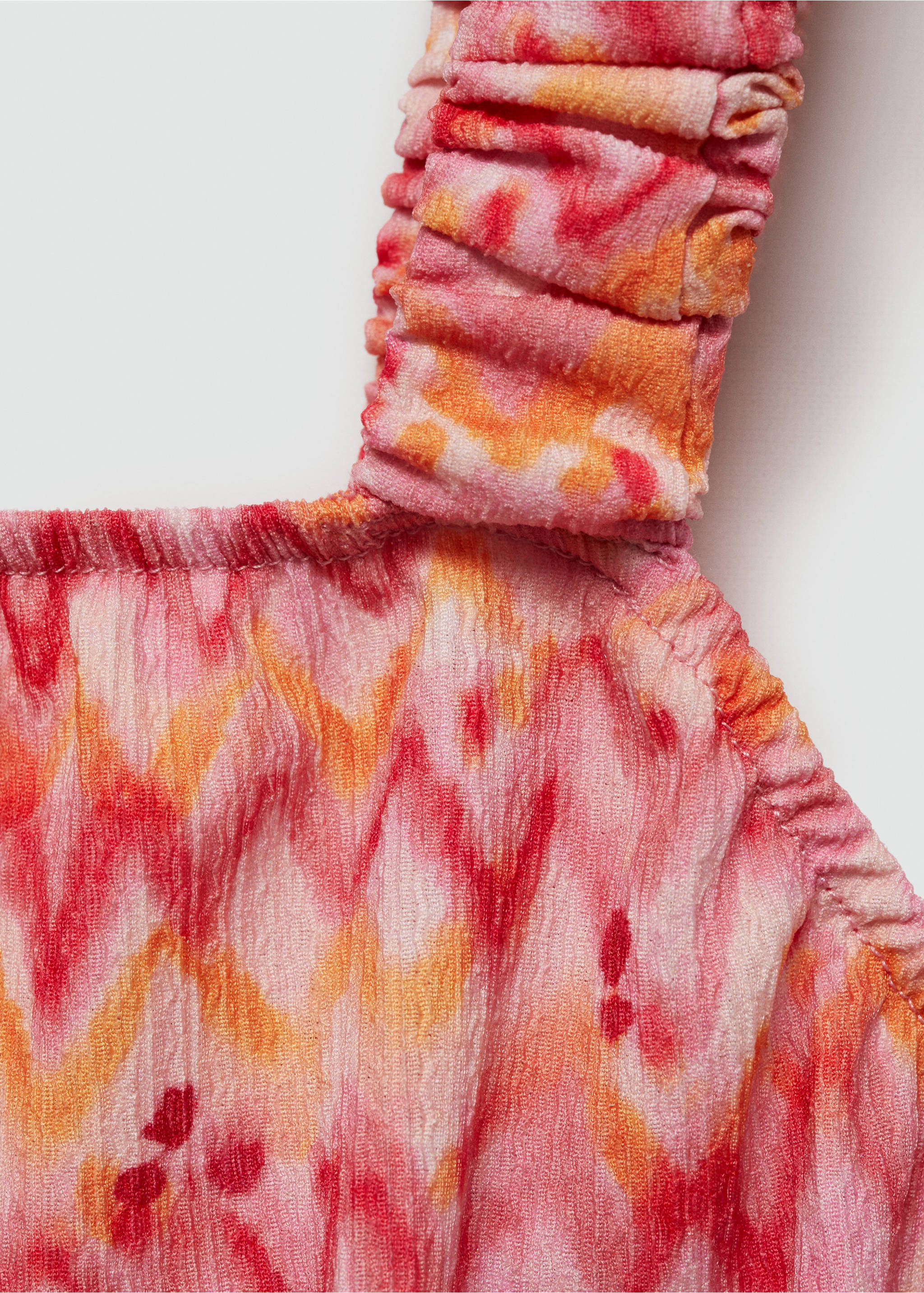 Printed crop top - Details of the article 8, Fuchsia. Ref: 77070387-00.