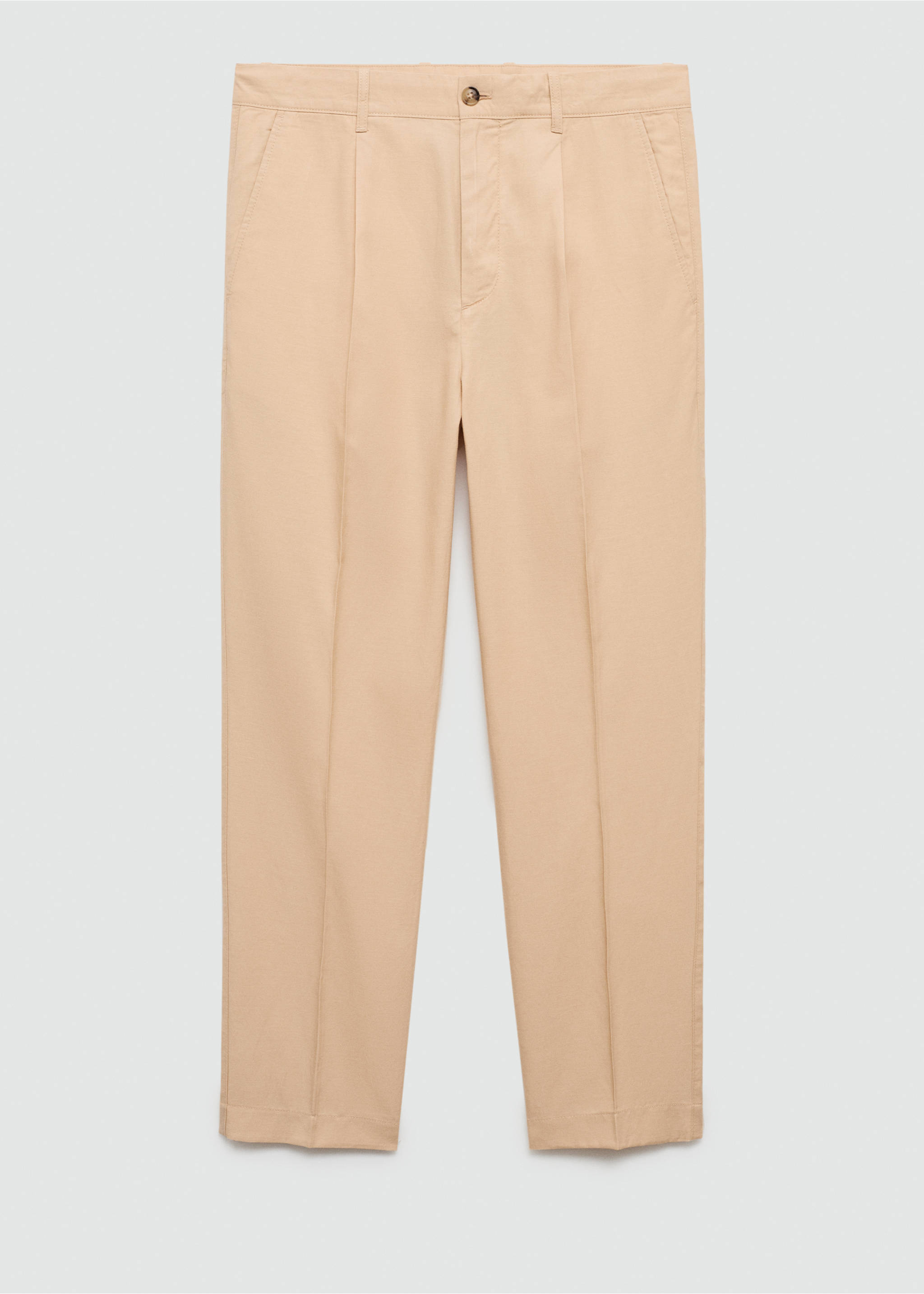 Cotton lyocell pleated trousers - Article without model, Vanilla. Ref: 77070562-00.