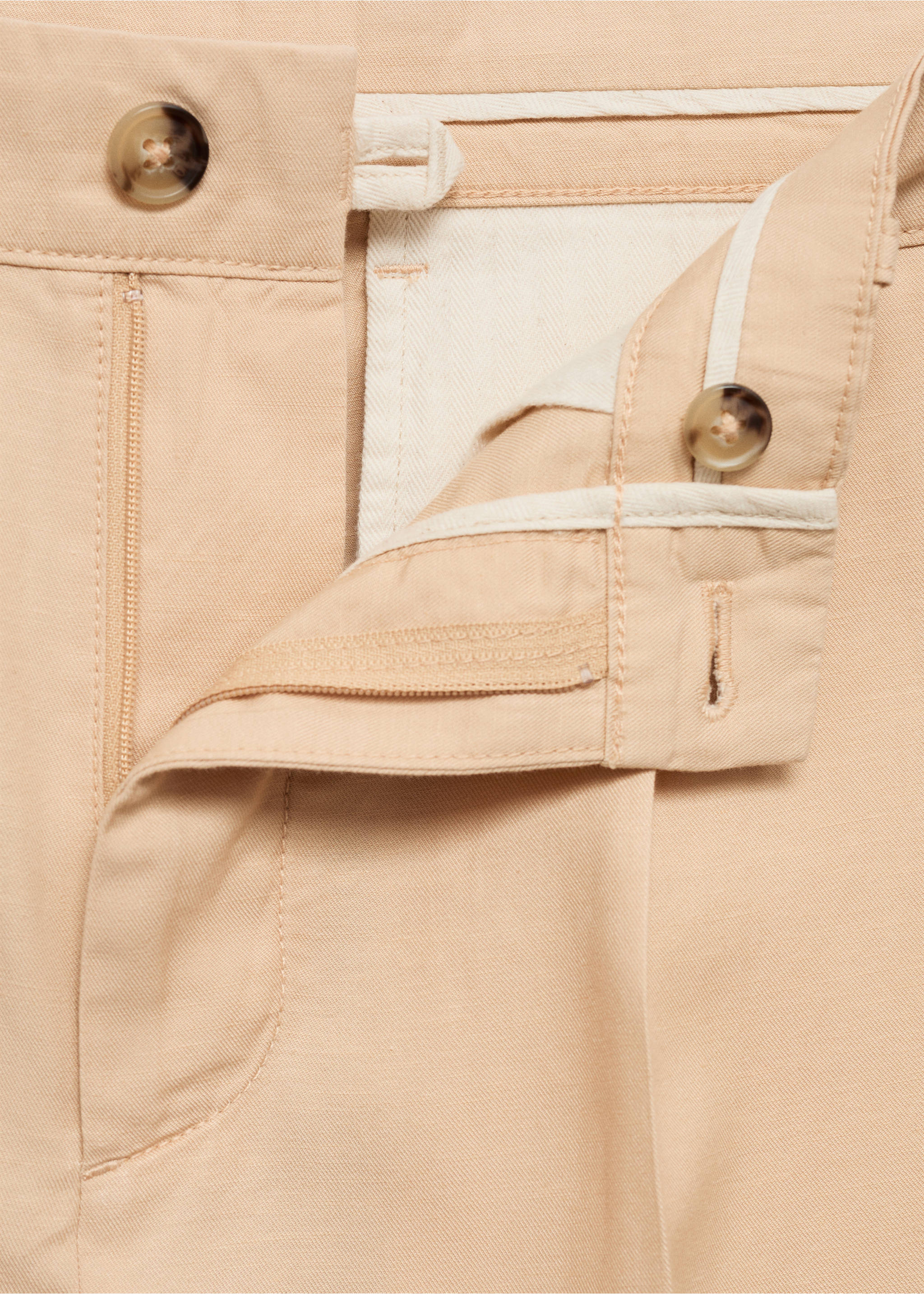 Cotton lyocell pleated trousers - Details of the article 8, Vanilla. Ref: 77070562-00.