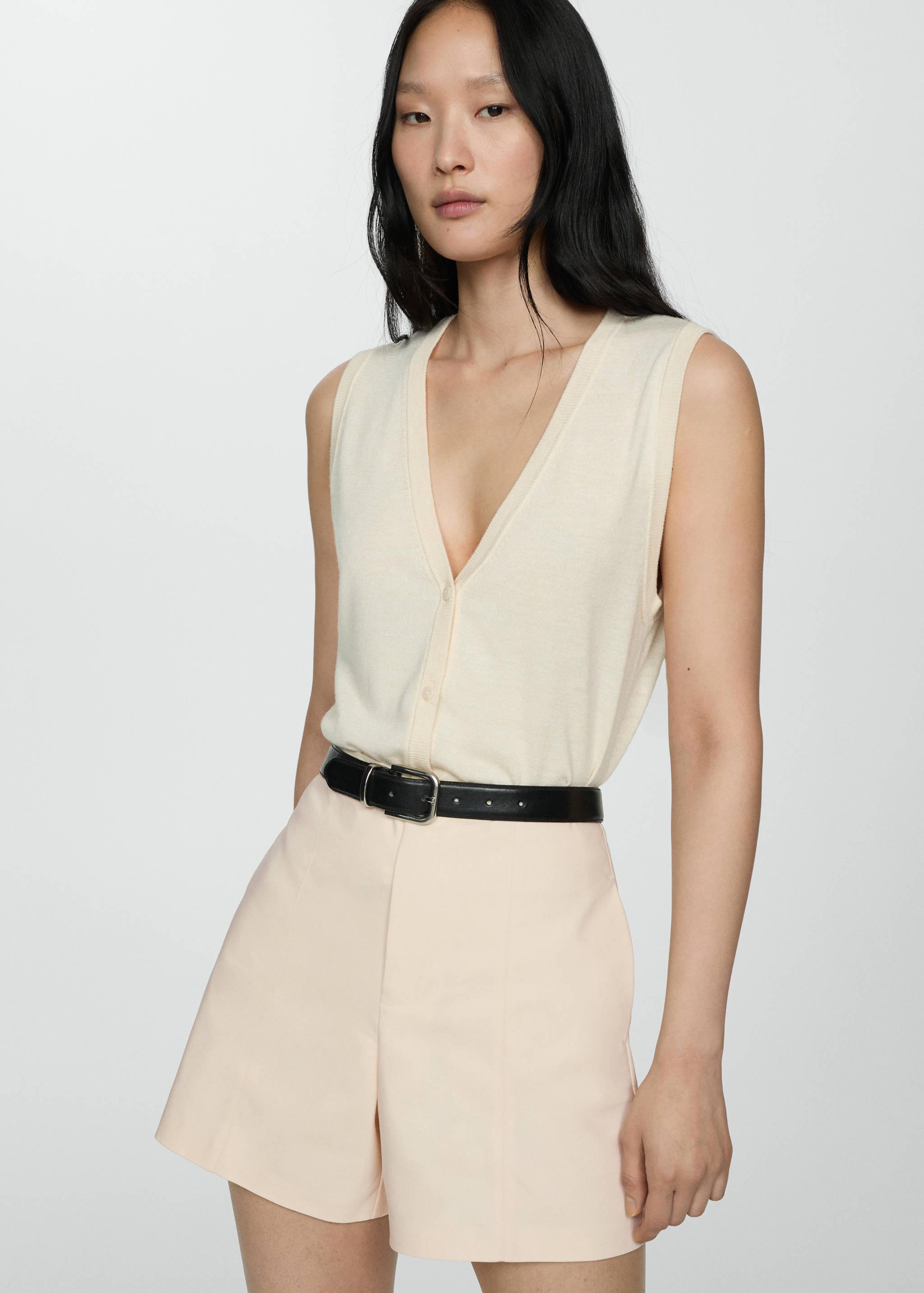 High-waist straight shorts - Medium plane