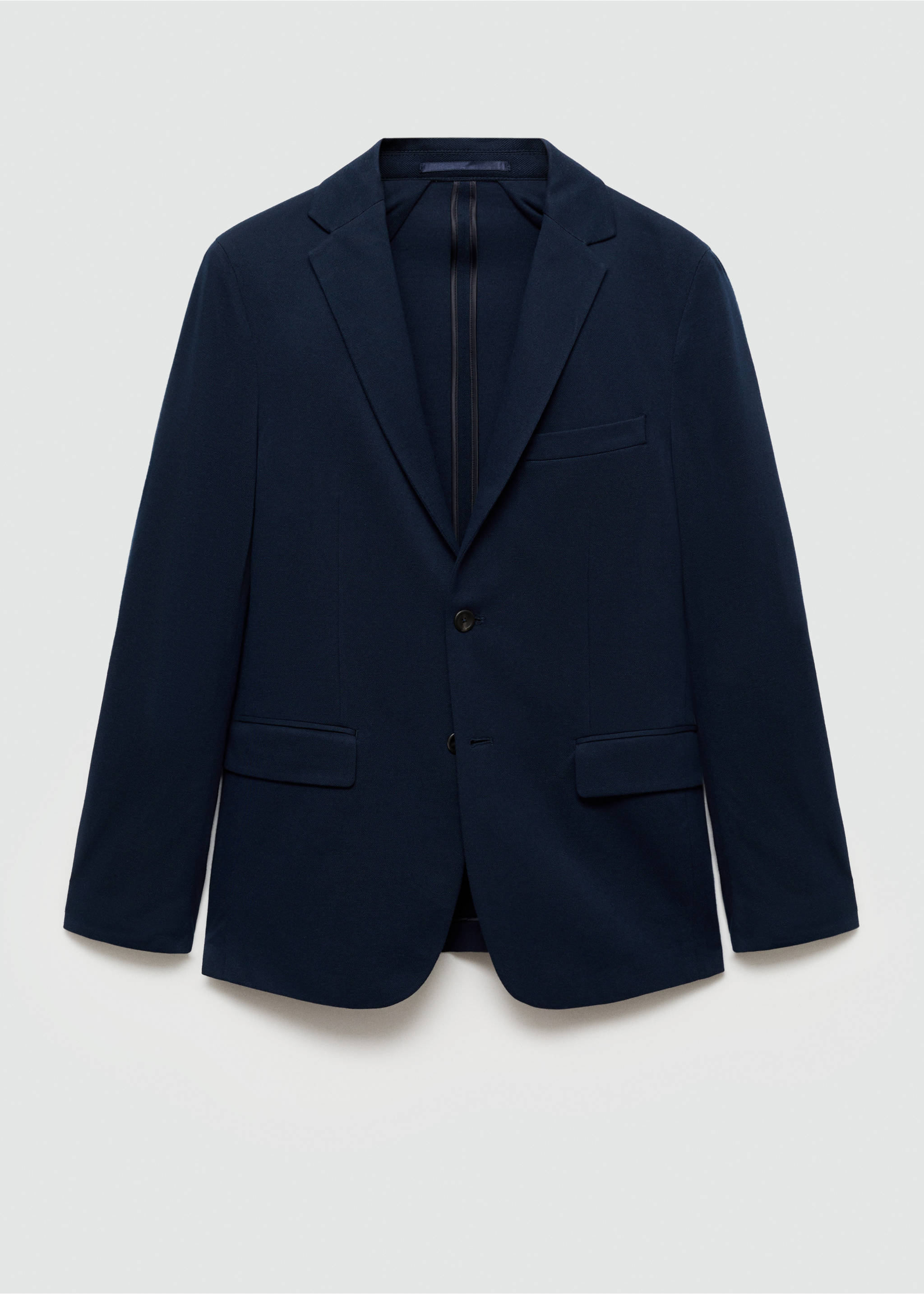 Blazer slim fit de algodão com estrutura - Artigo sem modelo, Azul-marinho escuro. Ref: 77070569-00.